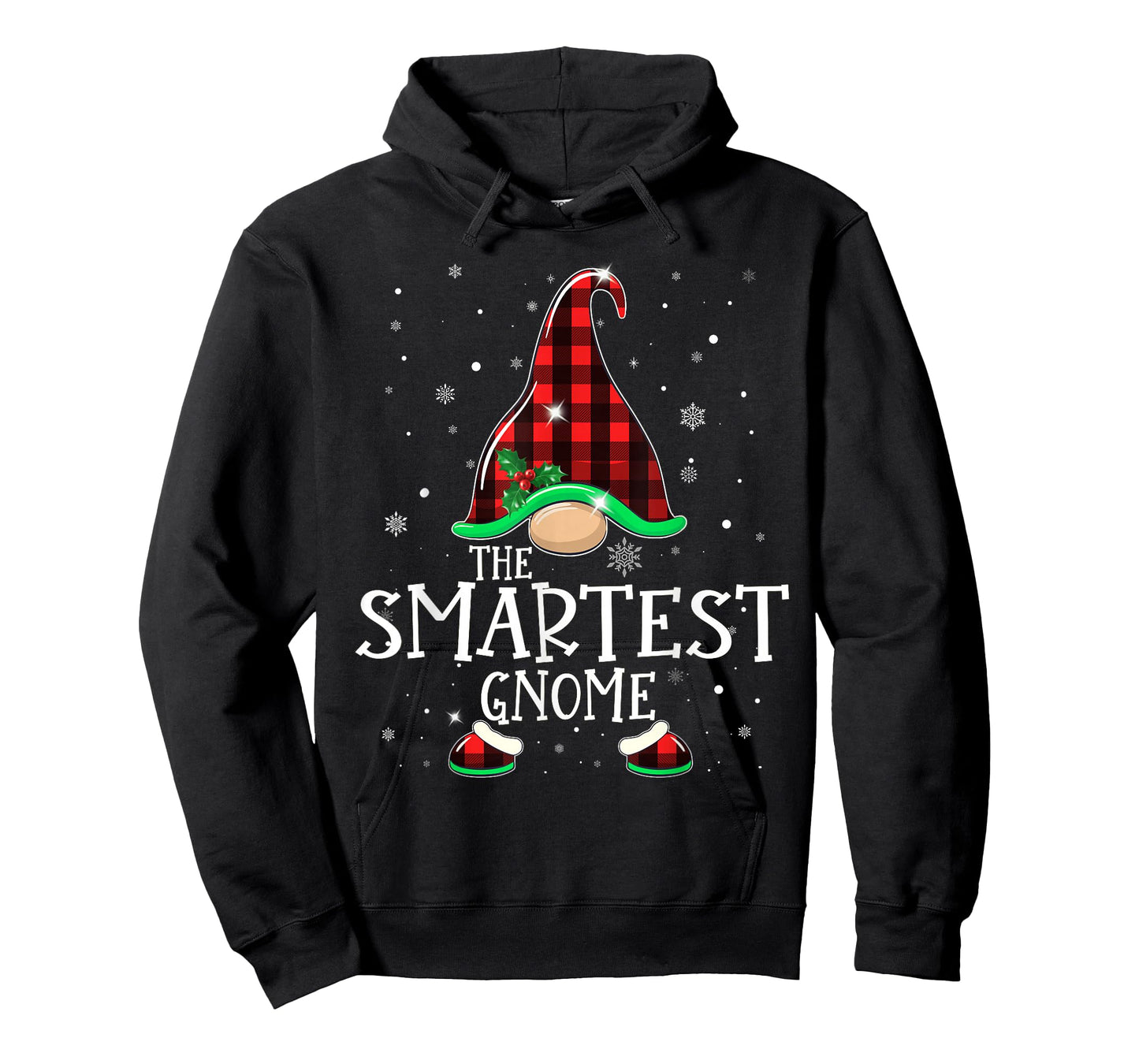 Funny SMARTEST Gnome Buffalo Plaid Matching Christmas Xmas T-Shirt