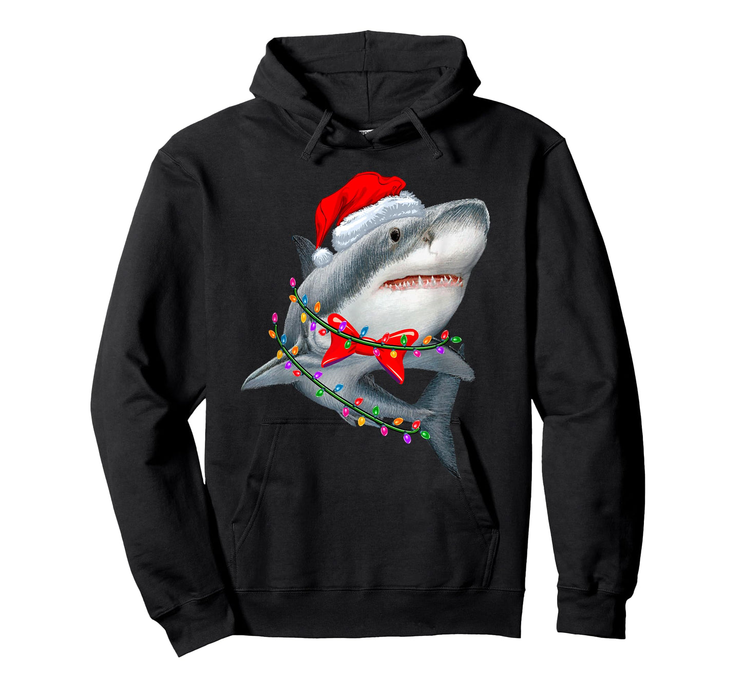 Christmas Lights Shark Wearing Xmas Hat - Cute Shark Lover T-Shirt