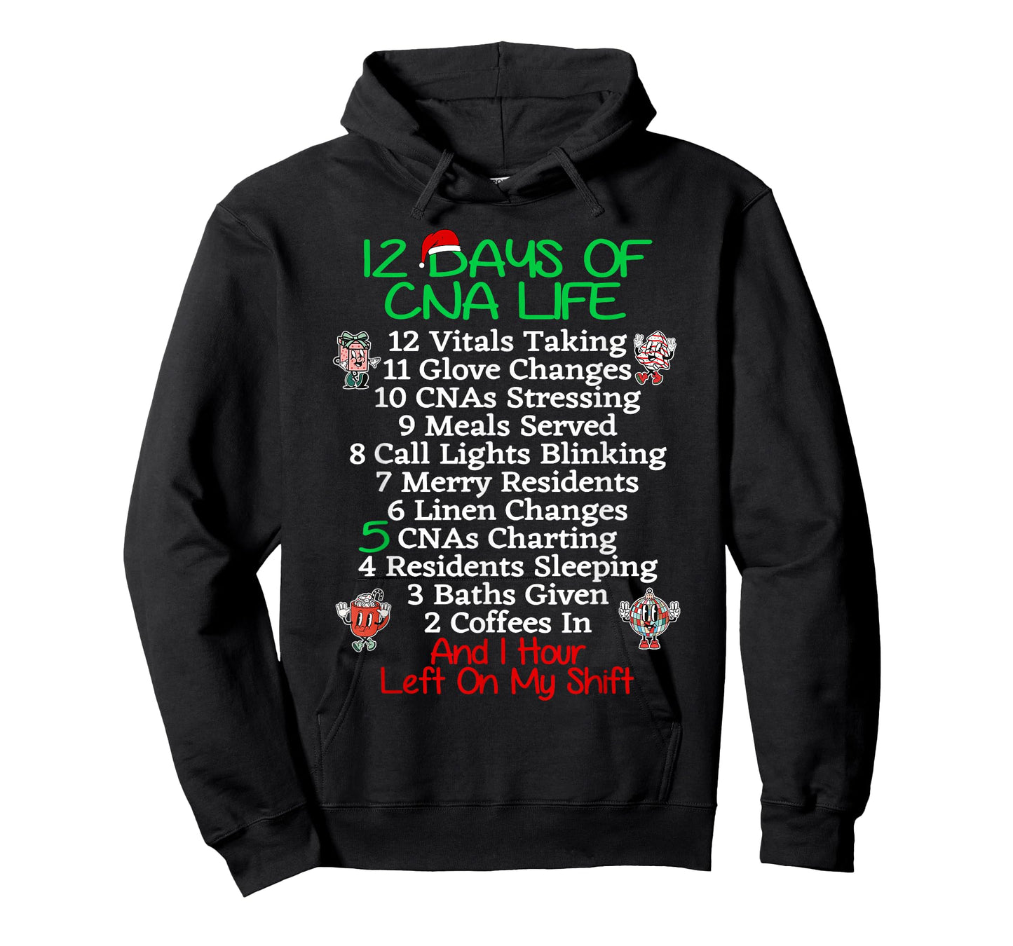 12 Days of CNA Life Certified Nursing Assistant Christmas RN T-Shirt