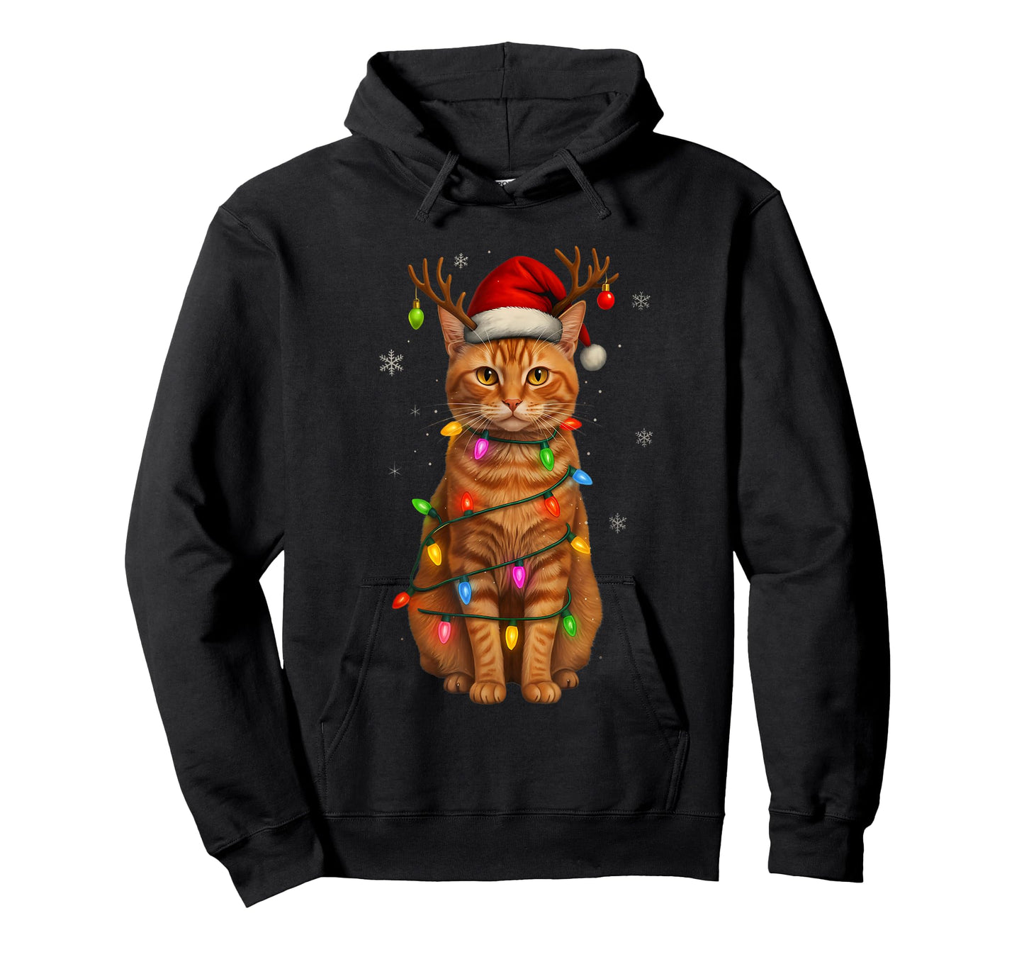Orange Tabby Cat Christmas Lights Funny Santa Holiday Cats T-Shirt