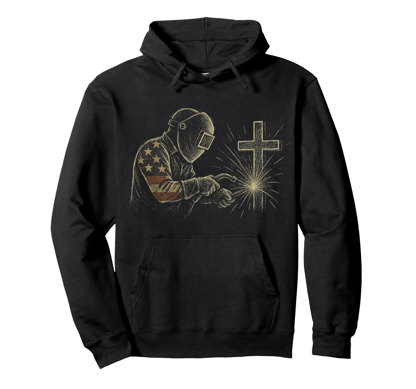 Welder American Flag Mig Tig Welding Faith Cross Christian T-Shirt