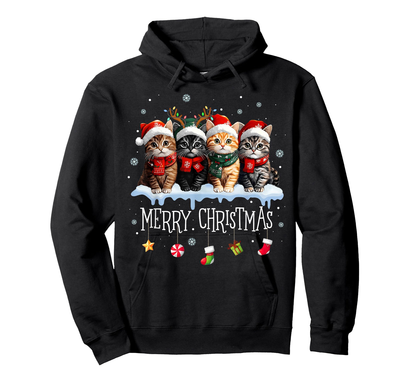 Meowy Catmas Cat Christmas Tree Xmas Girls Boys Funny Cat T-Shirt