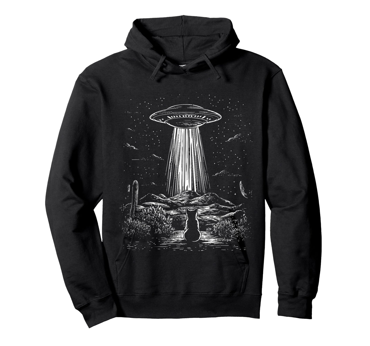 Cactus Alien Cat And UFO In Desert Scene Women Men Kids T-Shirt