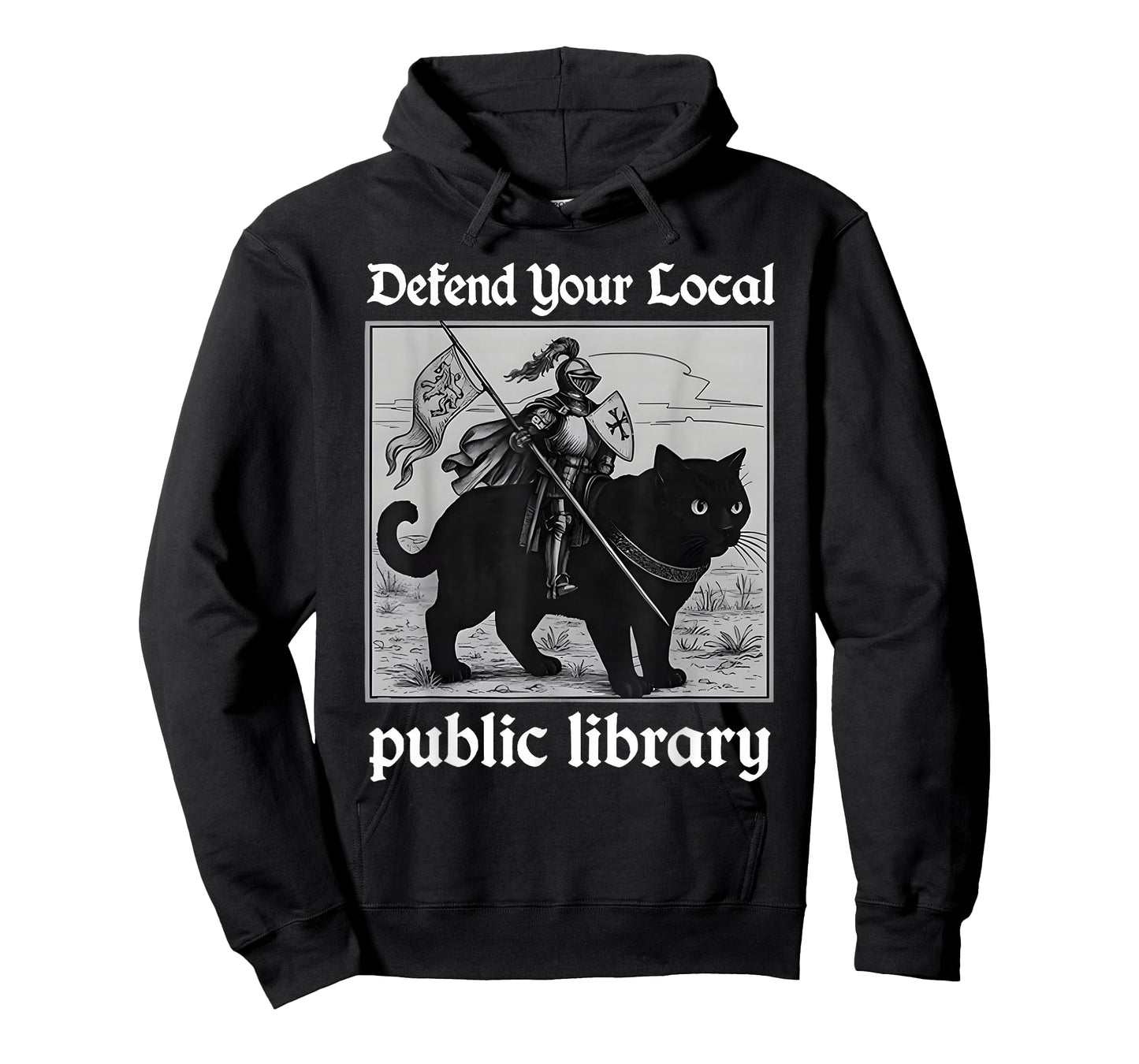 Defend Your Local Public Library Funny Knight Cat T-Shirt