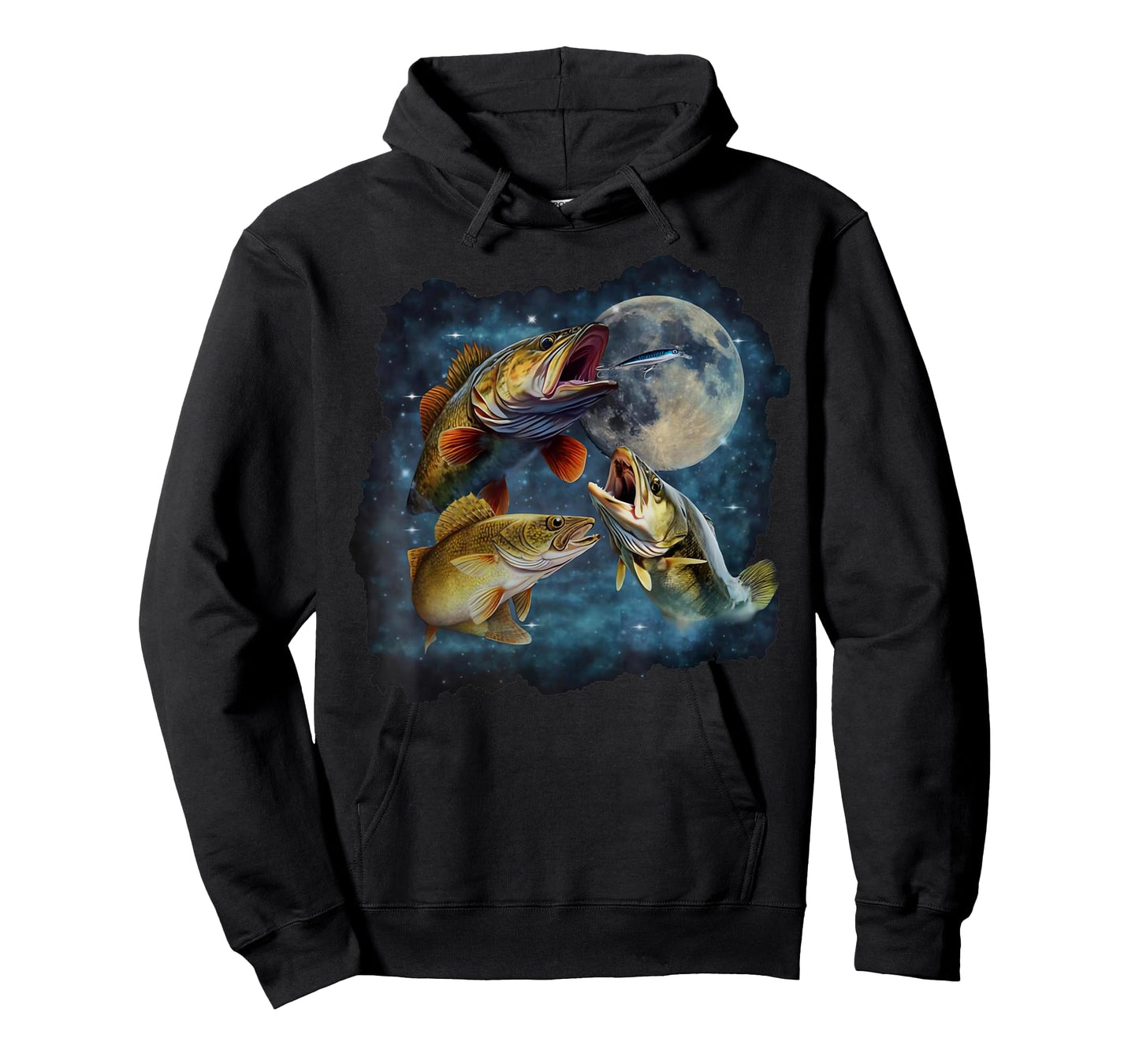 Three Walleye Howling The Moon Vintage 90s Walleye Fishing T-Shirt