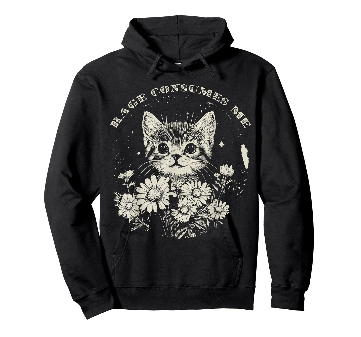 Cute Cat Rage Consumes Me Funny Sarcastic Kitten Flower T-Shirt