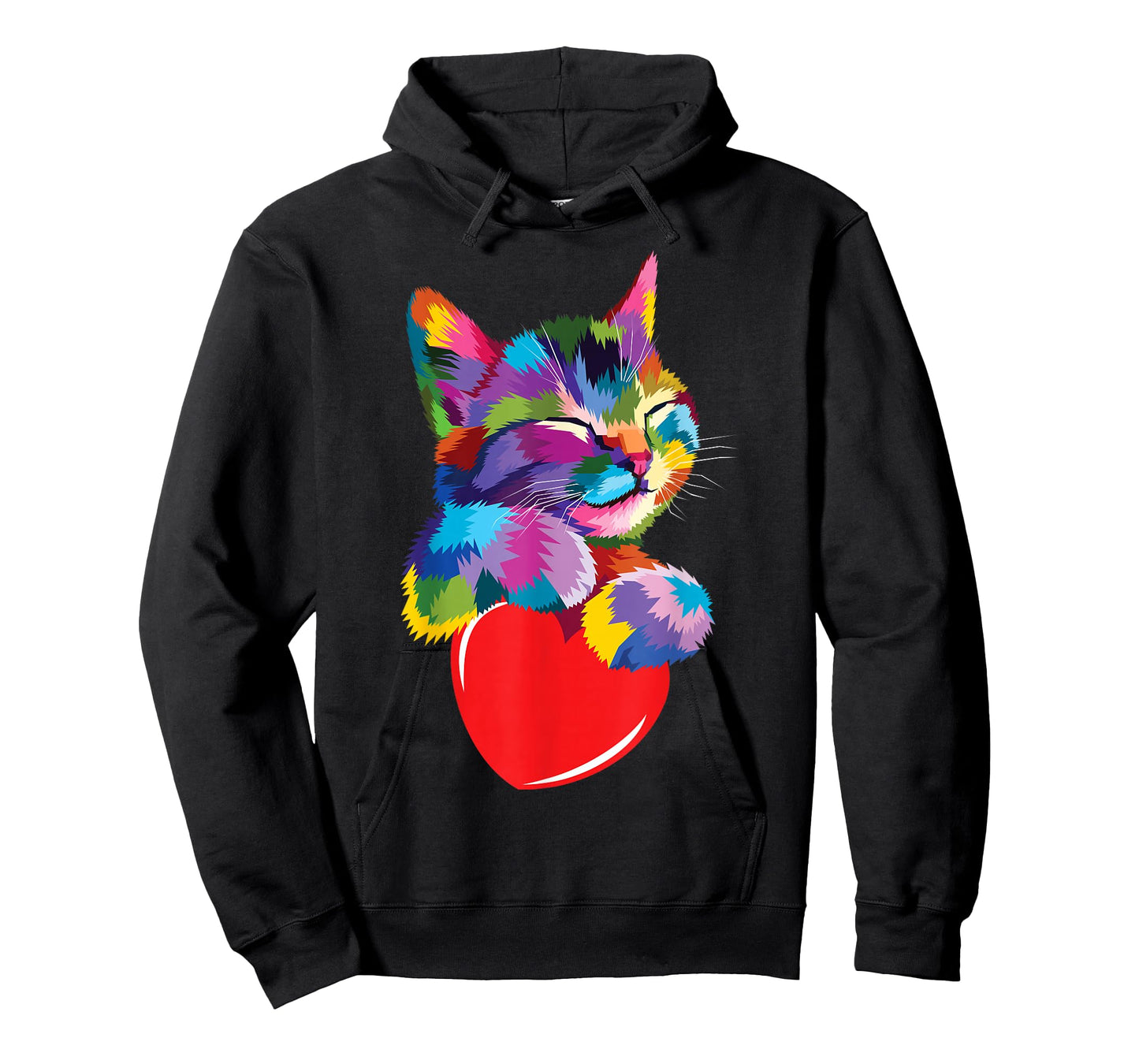 Color Critters Rainbow Cute Cat Hugging Valentine Heart Kitty Love Cat Unisex Adult Multicolor Cotton 65% Polyester 35% Short Sleeve T-Shirt