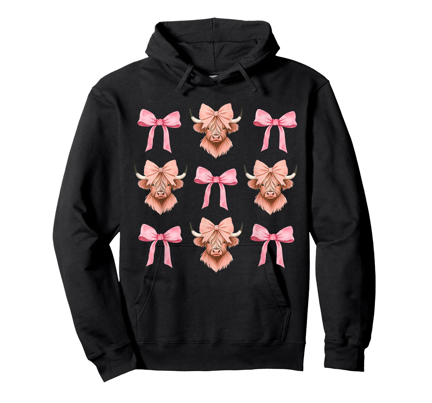 Pink Bow Cute Coquette Highland Cow Cowgirl Aesthetic T-Shirt