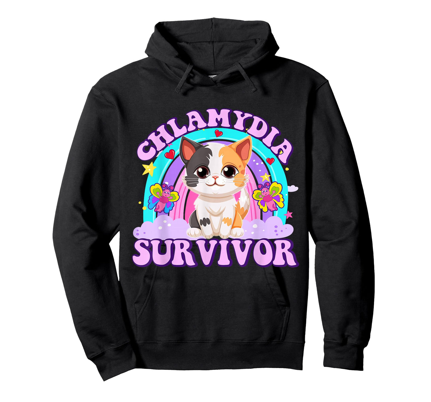 Chlamydia Survivor Funny Cat Sarcastic Y2K Inappropriate T-Shirt