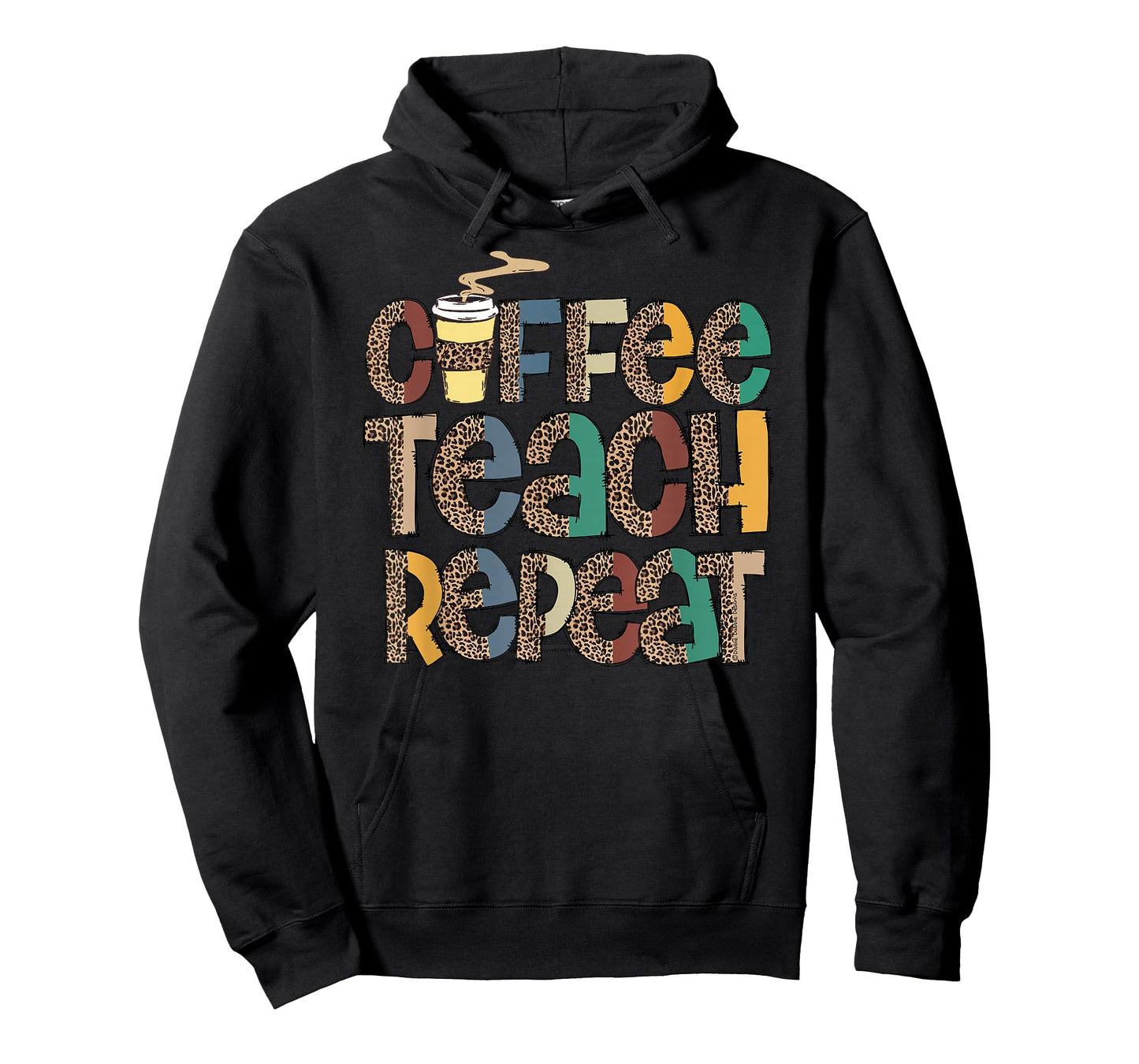 Coffee Teach Repeat Leopard Print Back to School Teachers T-Shirt