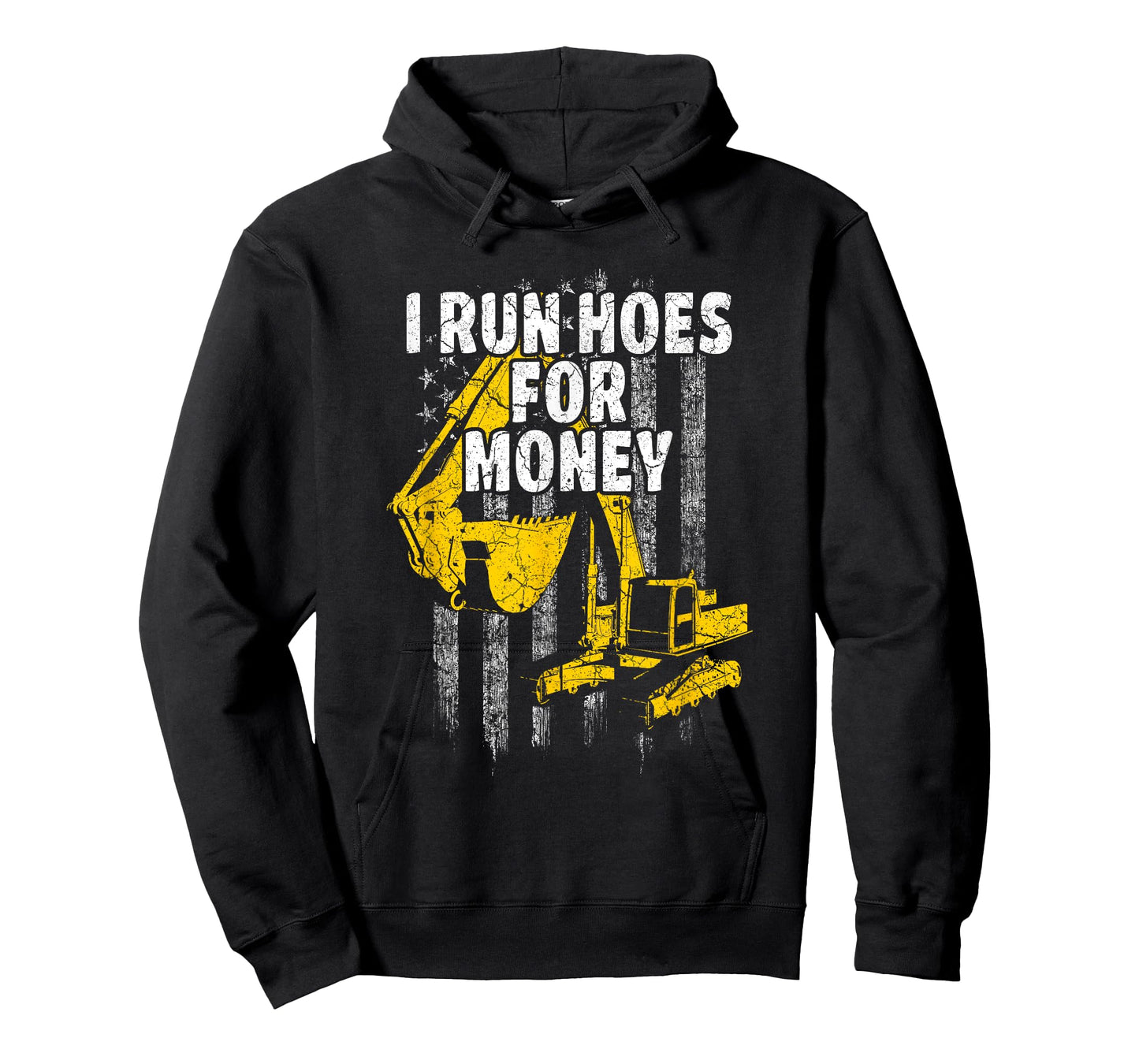 Heavy Equipment Operator I Run Hoes for Money USA Flag T-Shirt