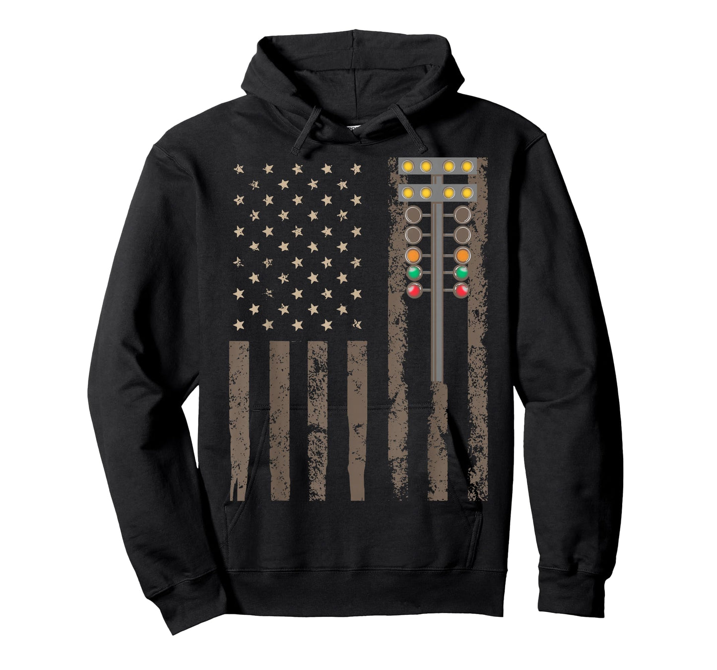 American Flag Drag Strip Auto Tree Light for Racecar Driver T-Shirt