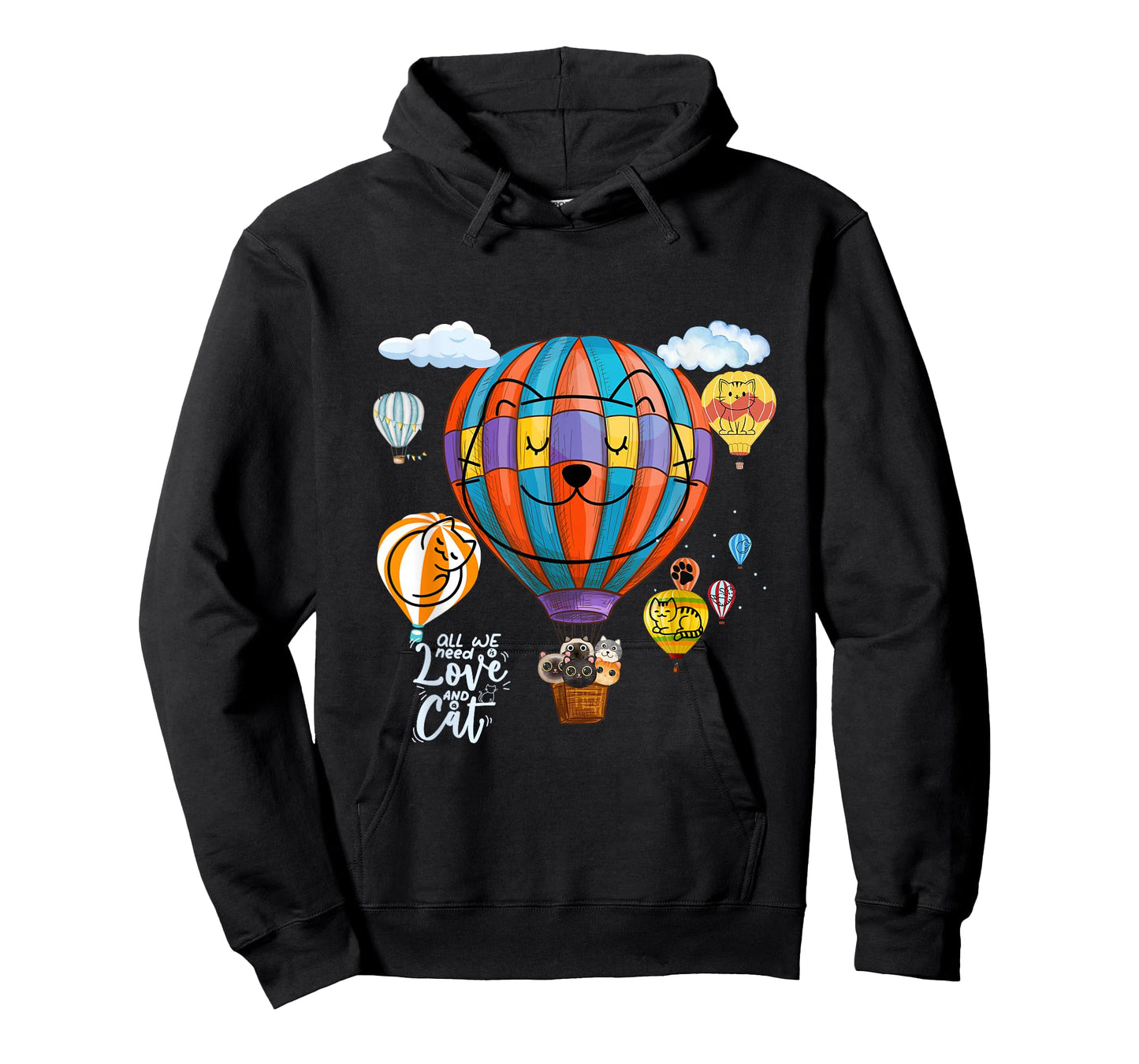 Fun Cats On Hot Air Balloons Men Women T-Shirt