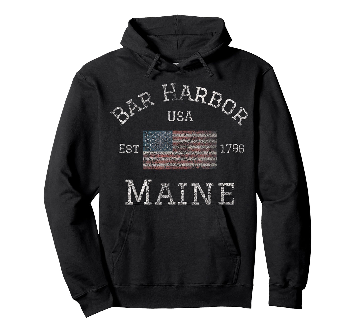 Bar Harbor Maine USA American Flag Established ME Vintage T-Shirt