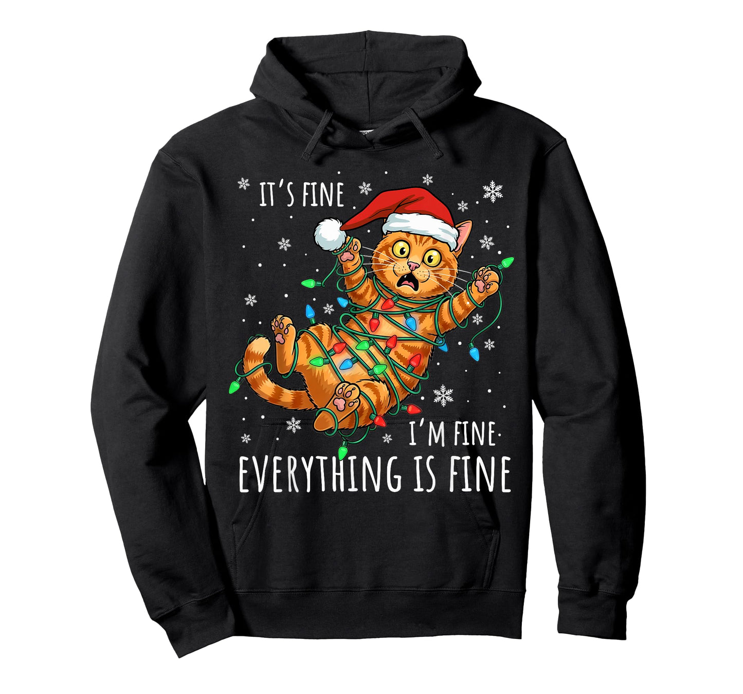It's Fine I'm Fine Orange Cat Christmas Light Funny Cat T-Shirt