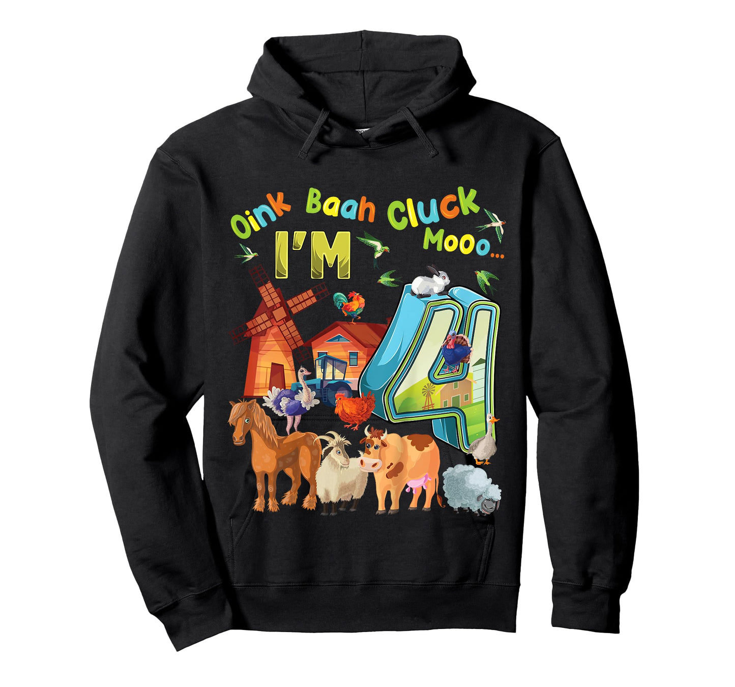 Barnyard 4th Birthday Farm Animals 4 Years Old Farming T-Shirt