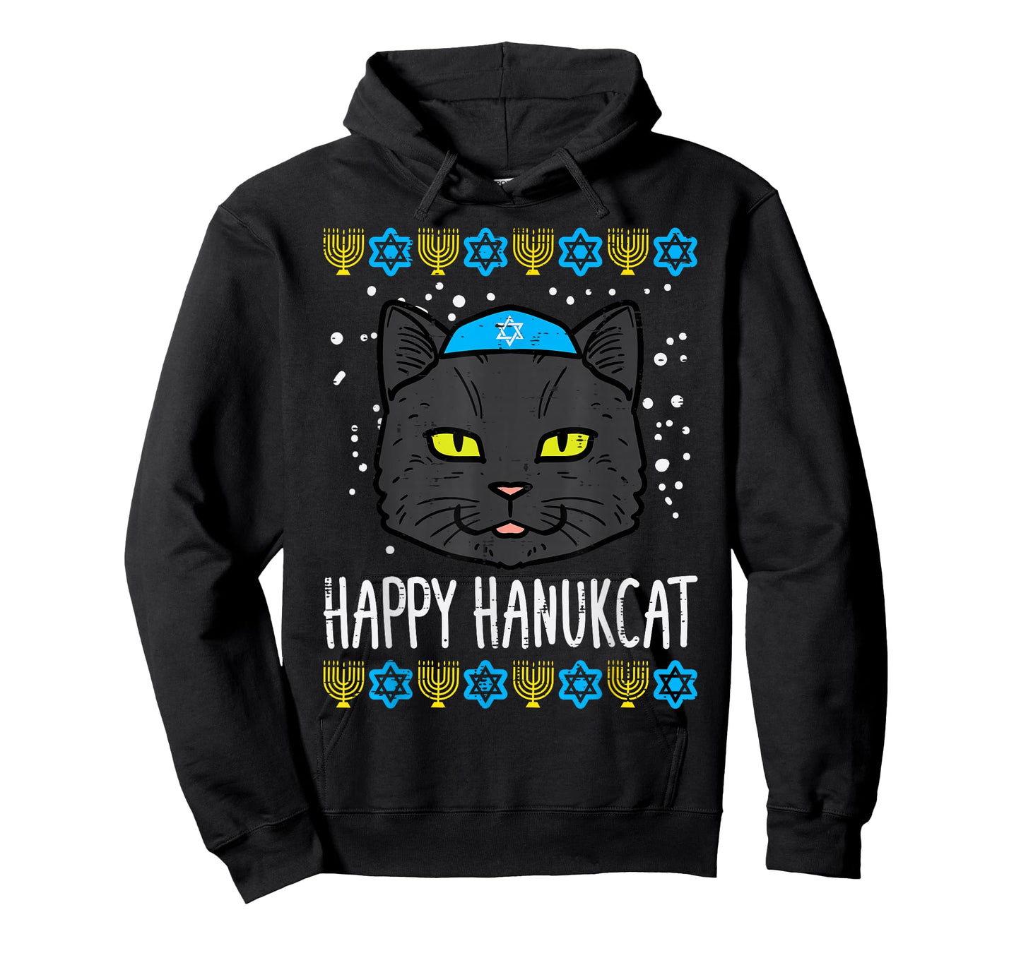 Happy Hanukcat Cat Ugly Hanukkah Chanukah Jew Men Women Kids T-Shirt