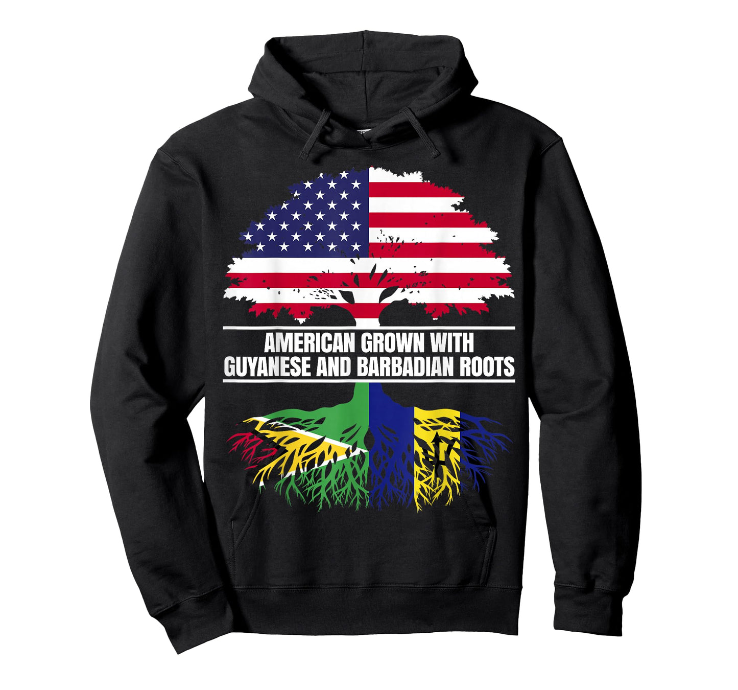 American Grown with Flag Heritage Guyanese Barbadian Roots T-Shirt
