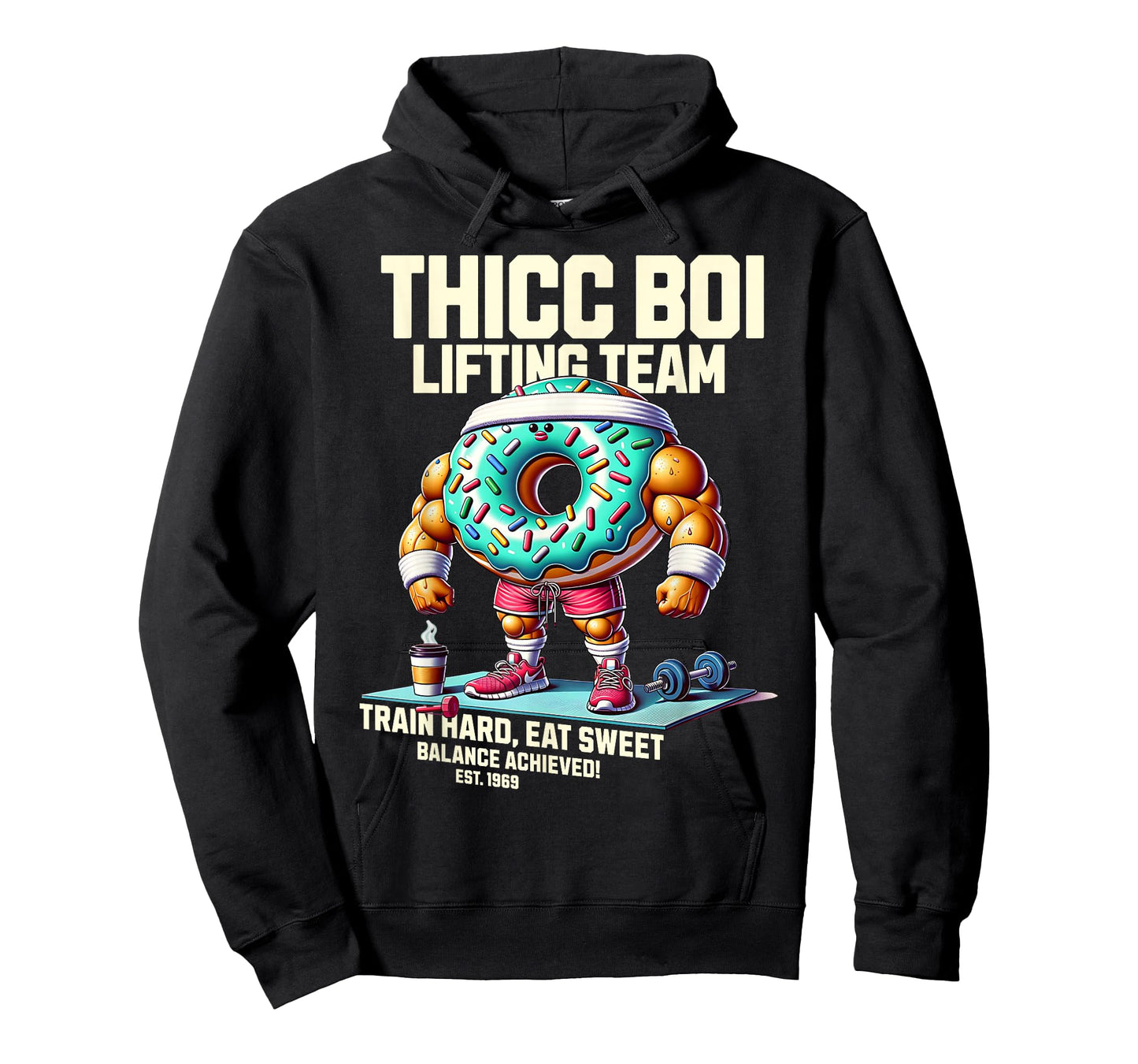 Thicc Boi Lifting Team Funny Donut Workout Gym Fitness Club T-Shirt