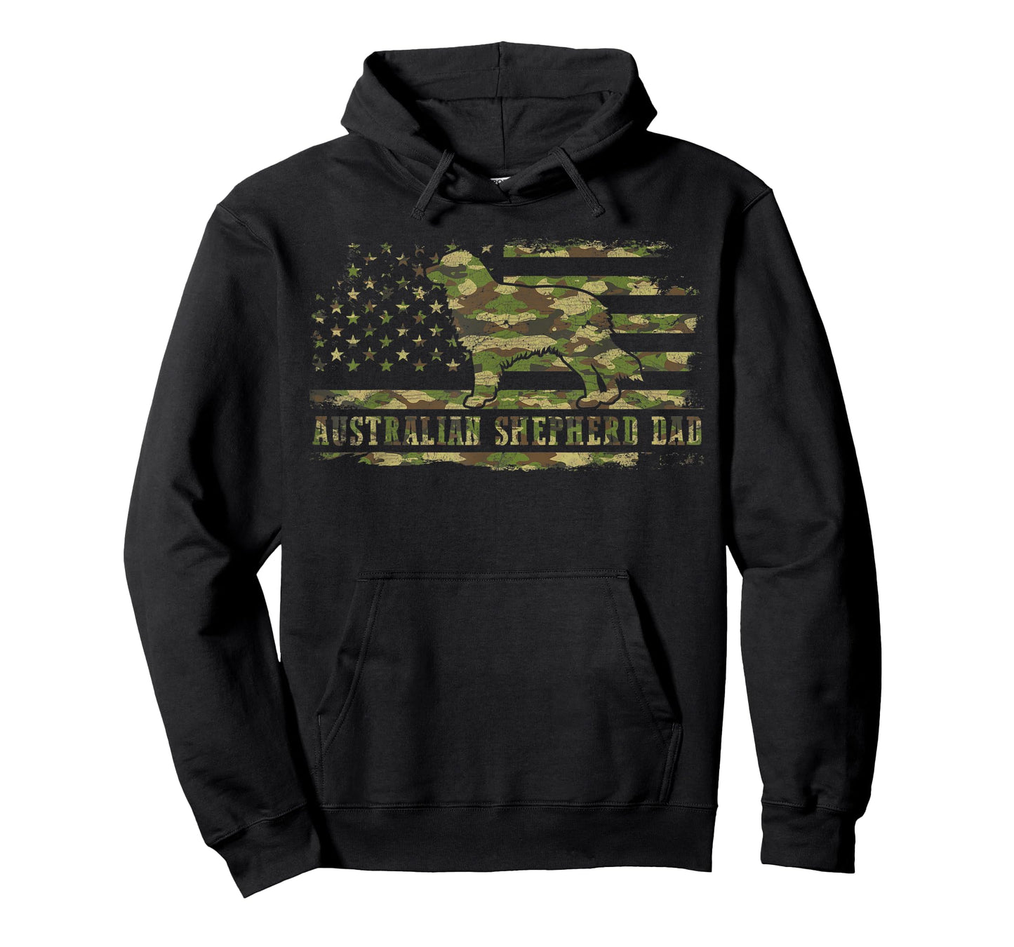 Australian Shepherd Dad Camo American Flag Patriotic Dog T-Shirt for Men