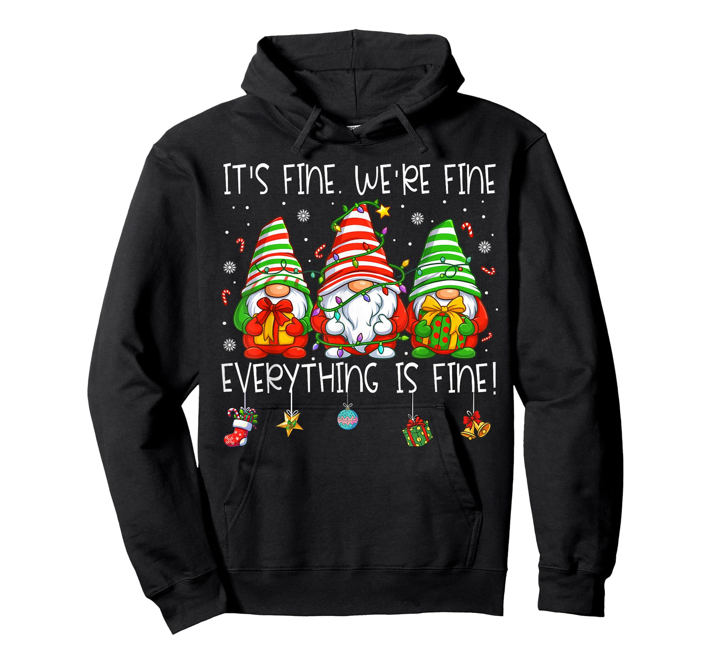 Teacher It's Fine We're Fine Everything is Fine Gnome Xmas T-Shirt