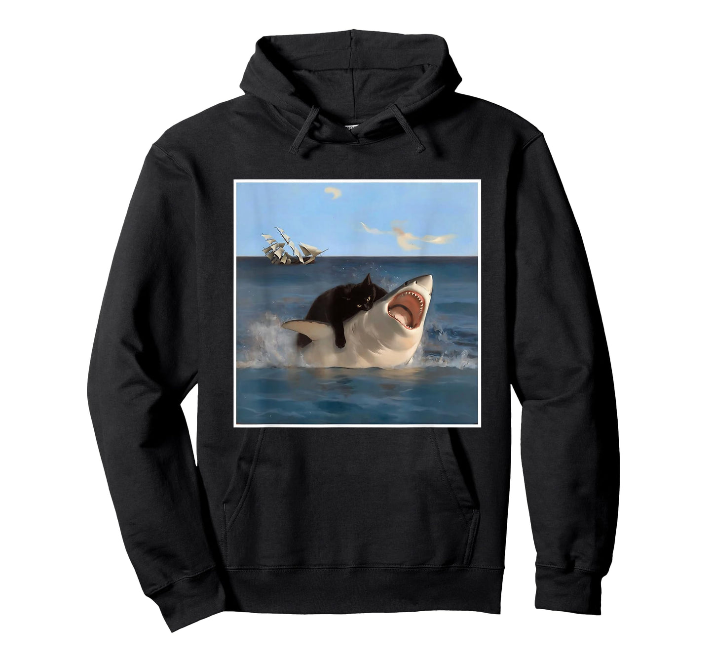 Funny Art & Cat Lover Quote Cat Biting Shark Cool Fat Cat T-Shirt