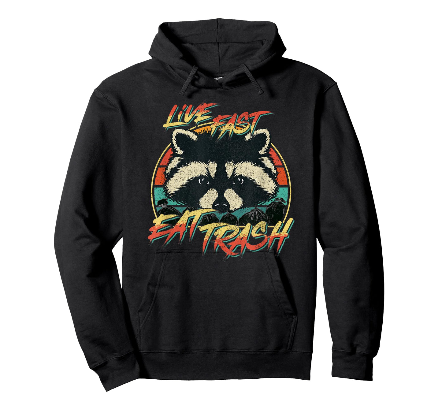Live Fast Eat Trash Funny Retro Trash Panda Raccoon T-Shirt