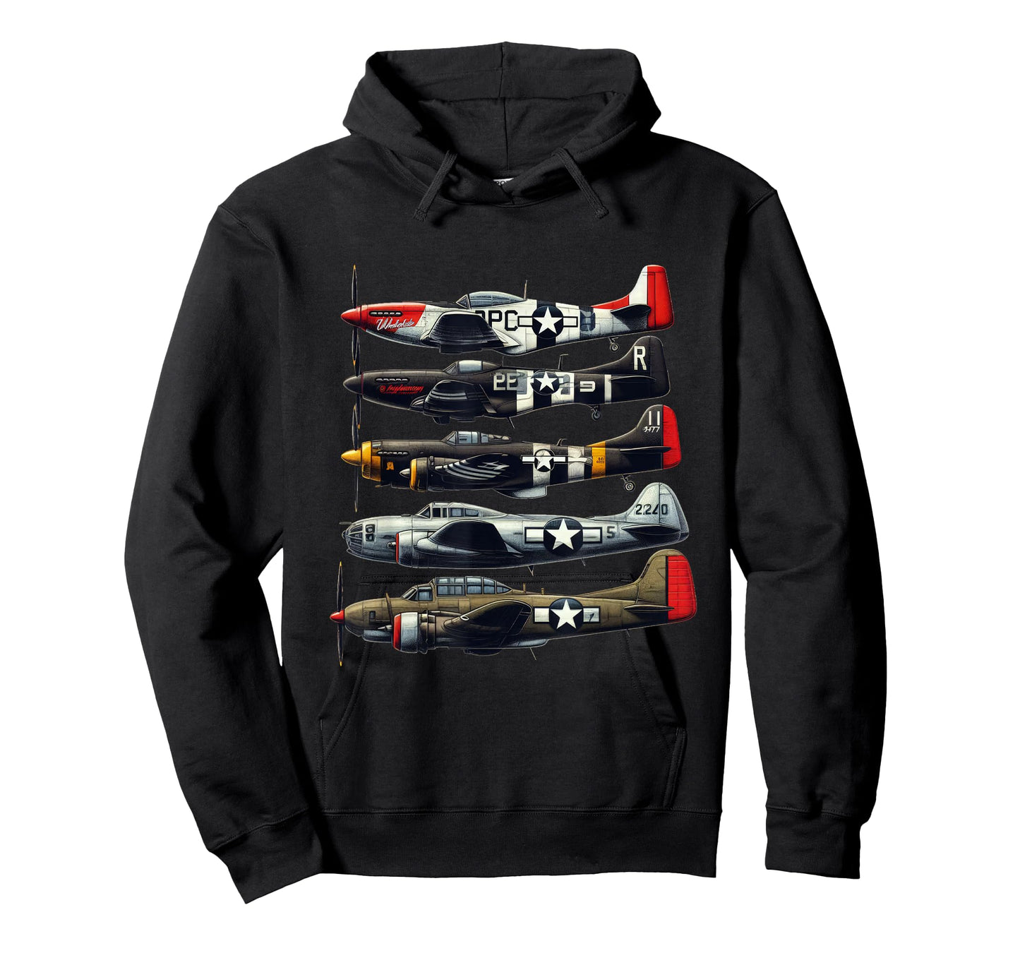 WW2 Warplanes B-17 P51 Mustang F4U Corsair P40 Warhawk T-Shirt