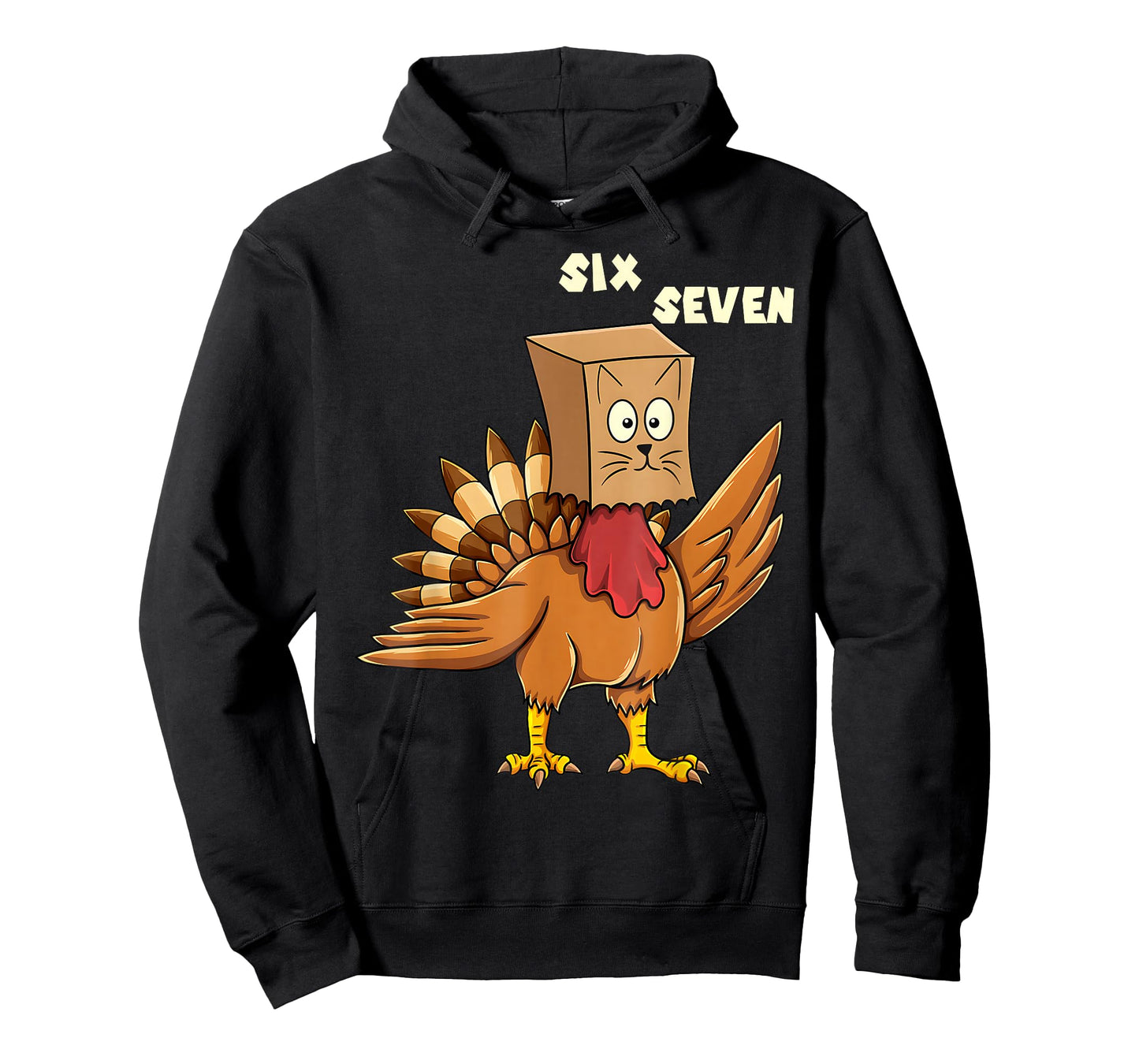 Thanksgiving Turkey Cat Six Seven Funny 6 7 Thanksgiving T-Shirt