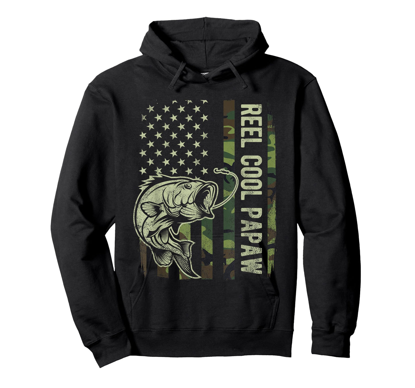 Reel Cool Papaw Camouflage American Flag Fathers Day T-Shirt