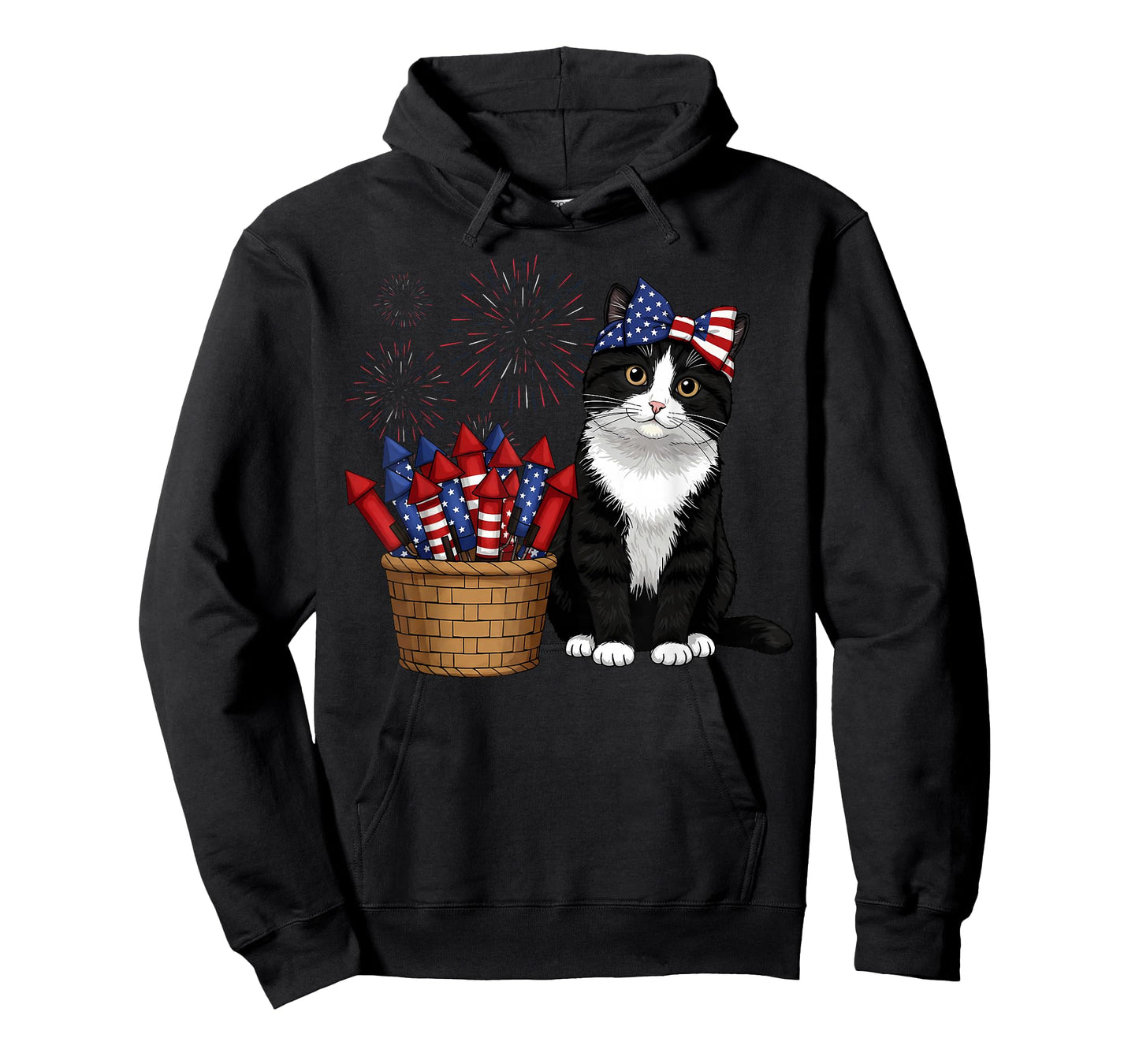 4th of July Cat and Fireworks Design for Men Women Kids T-Shirt