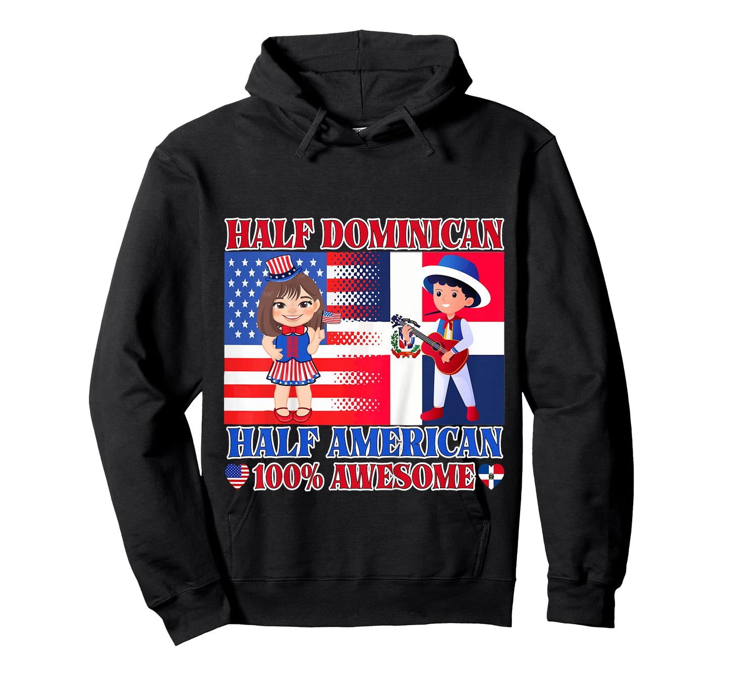 Kids Half American Half Dominican Republic USA Flag Toddler Girls T-Shirt