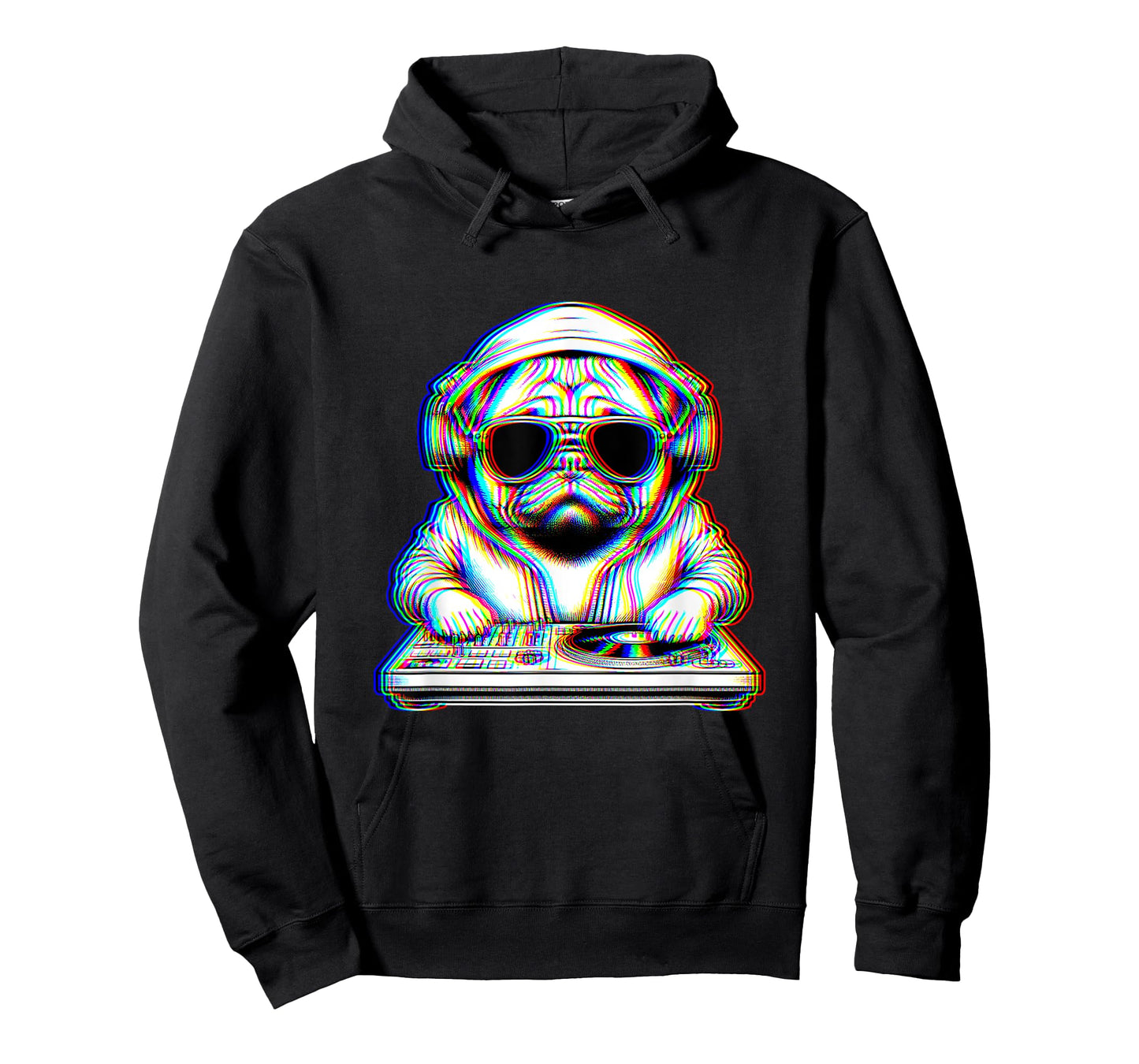 Trippy Pug Dog Dj Optical Illusion Rave EDM Festival Music Men Women T-Shirt