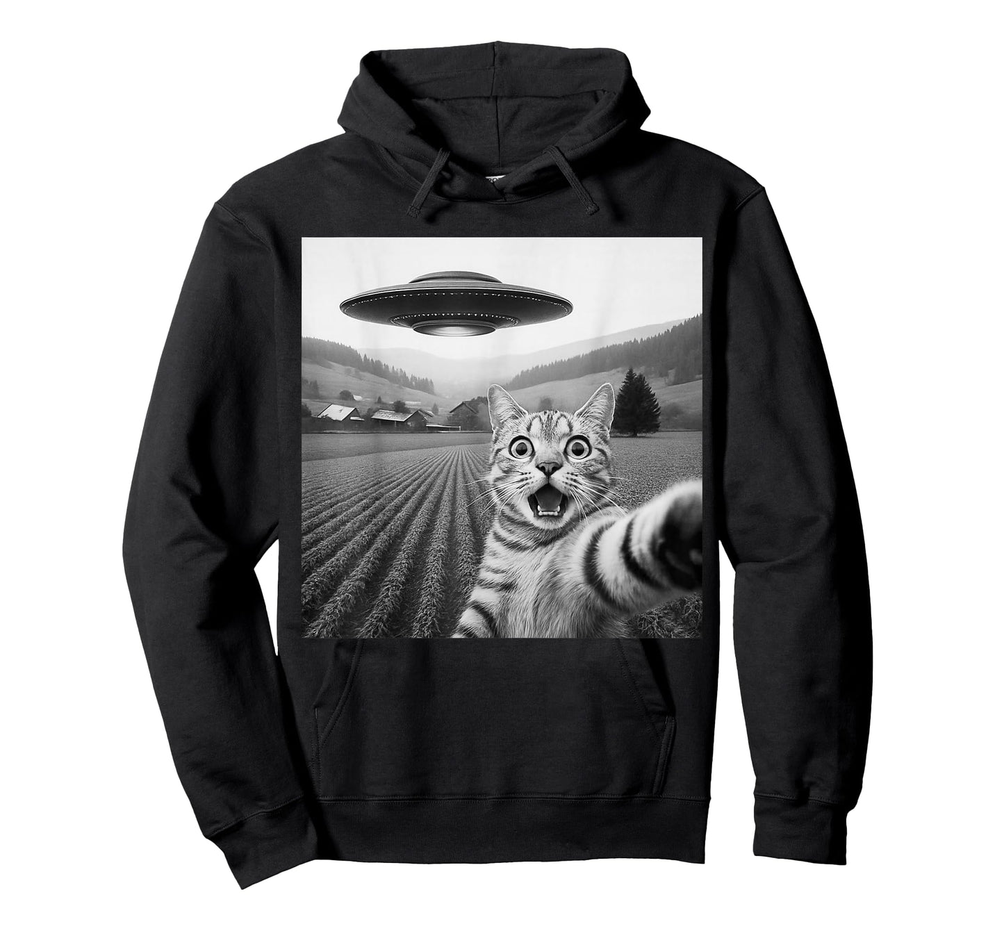 Cat Selfie with Alien UFO Funny Cat Gifts for Men Women Kid T-Shirt