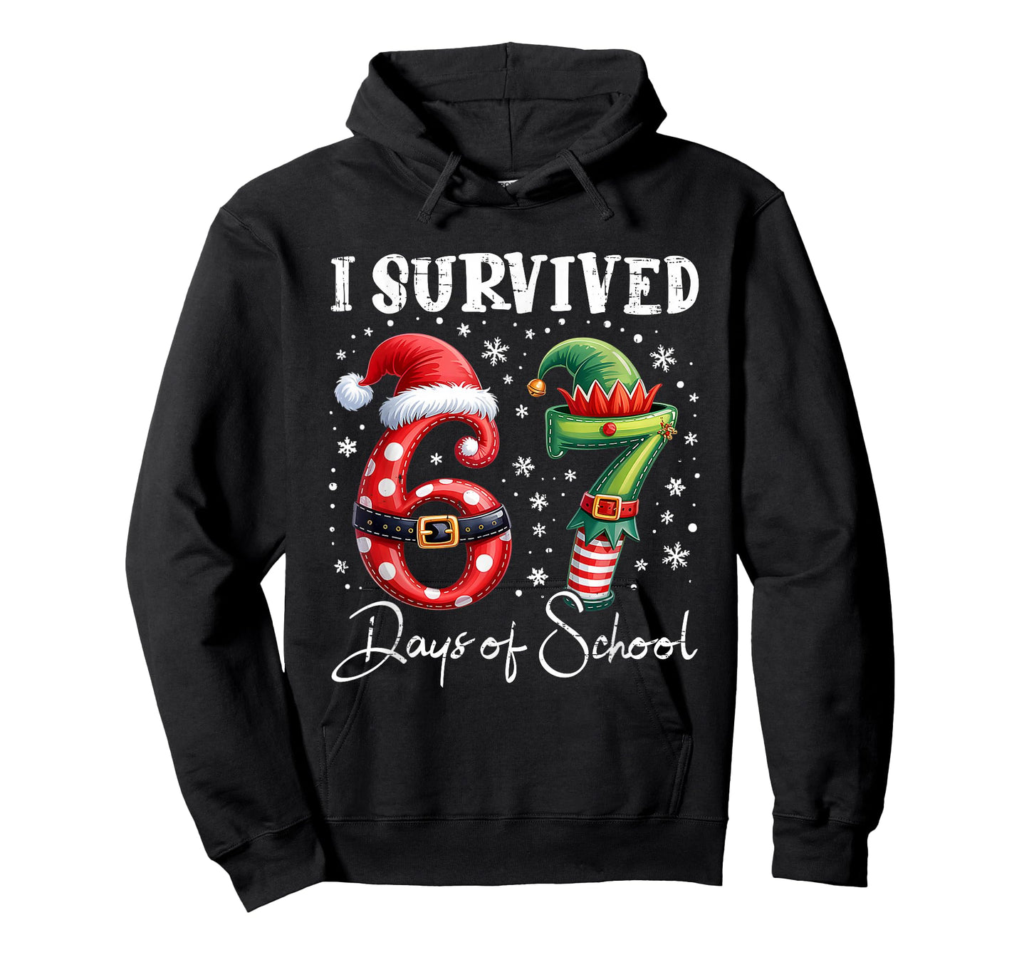 I Survived 67 Days of School Christmas Candy Cane Six Seven T-Shirt