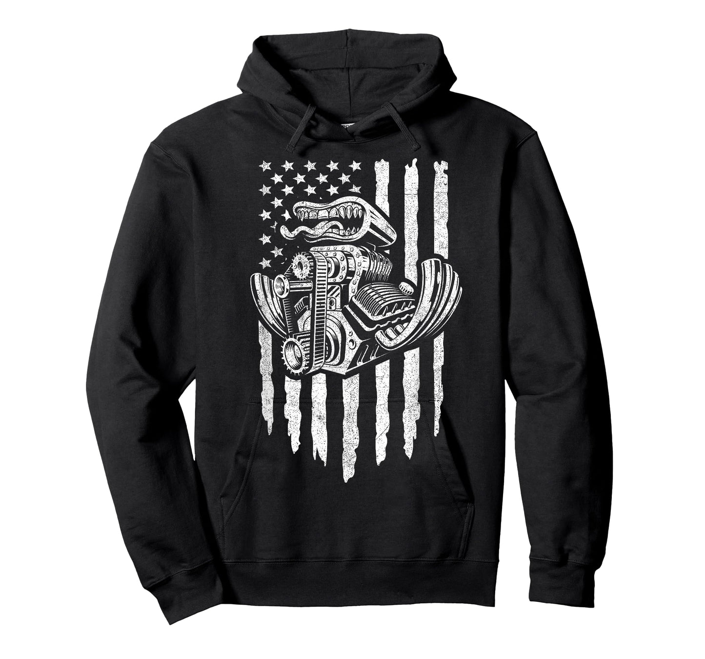 American Flag Muscle Car Motor Hot Rod Engine Drag Racing T-Shirt