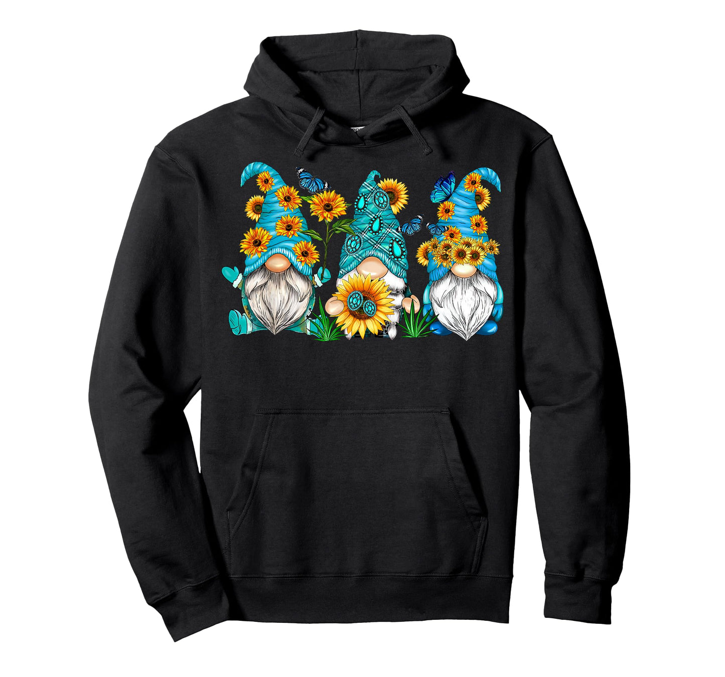 Cute Gnomes With Sunflower Butterfly Gardeners Summer Floral T-Shirt