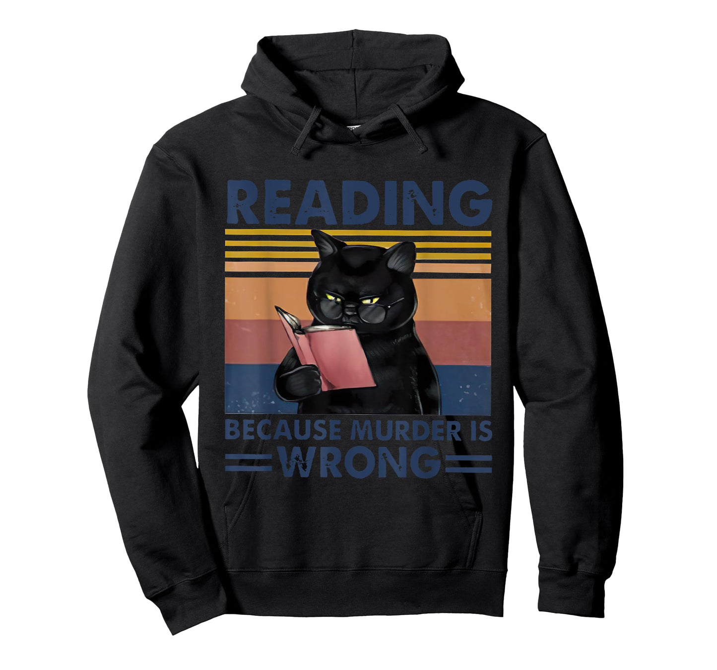Reading Because Murder Is Wrong Vintage Reader Cat T-Shirt for Men Women