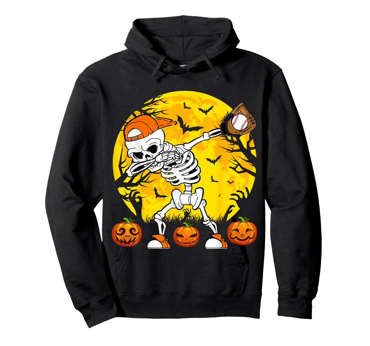 Baseball Halloween Dabbing Skeleton Funny Halloween Baseball T-Shirt