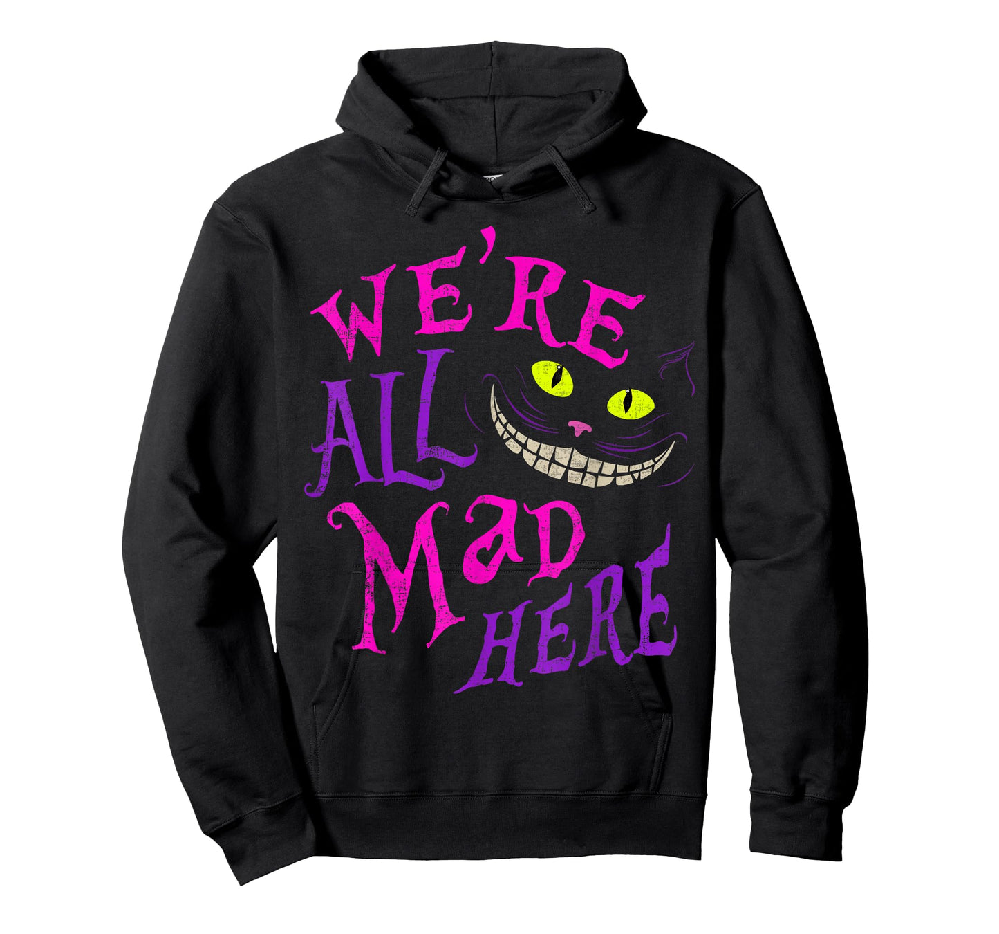 Cat With Mysterious Smile We’re All Mad Here Funny Halloween T-Shirt