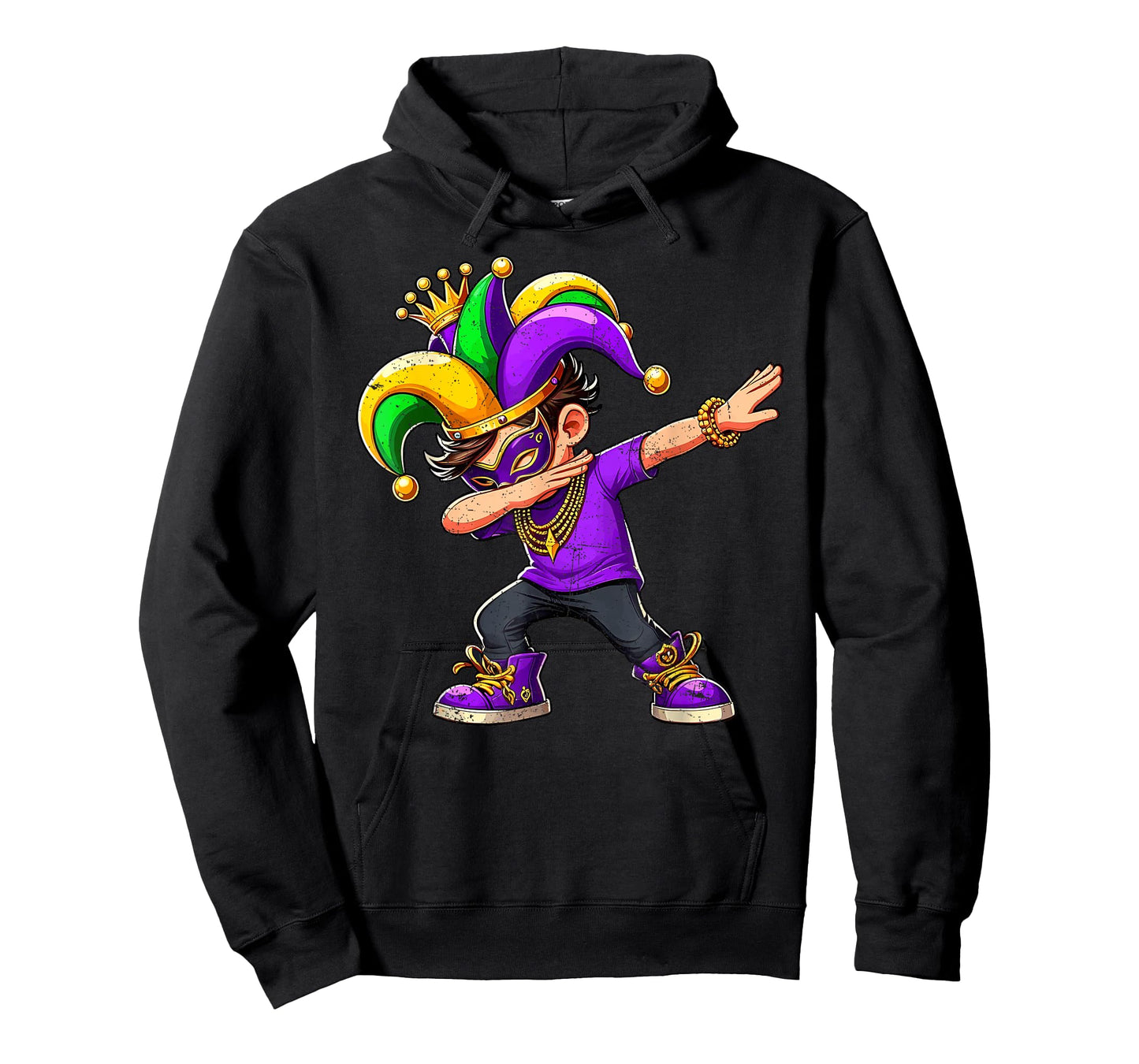 Dabbing Mardi Gras For Black Boy Outfit Jester Hat Kid T-Shirt