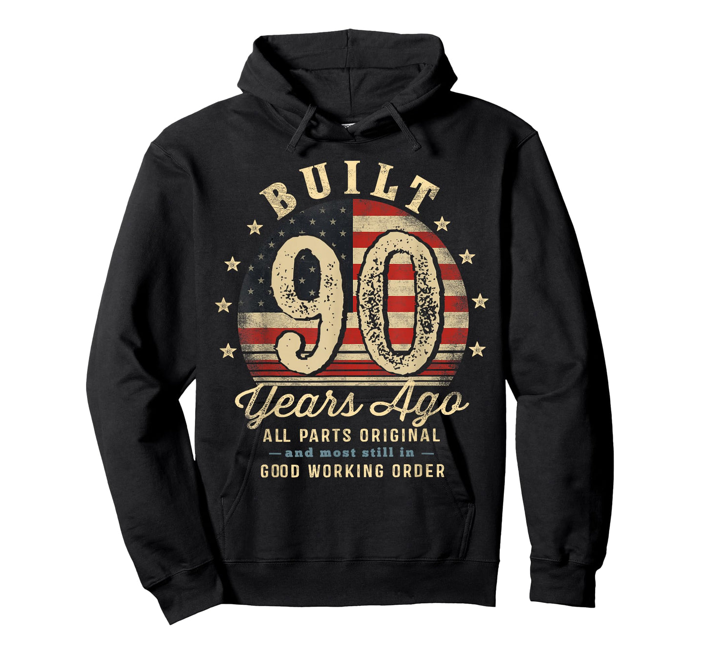 Built 90 Years Ago Funny 90th Birthday USA Flag T-Shirt