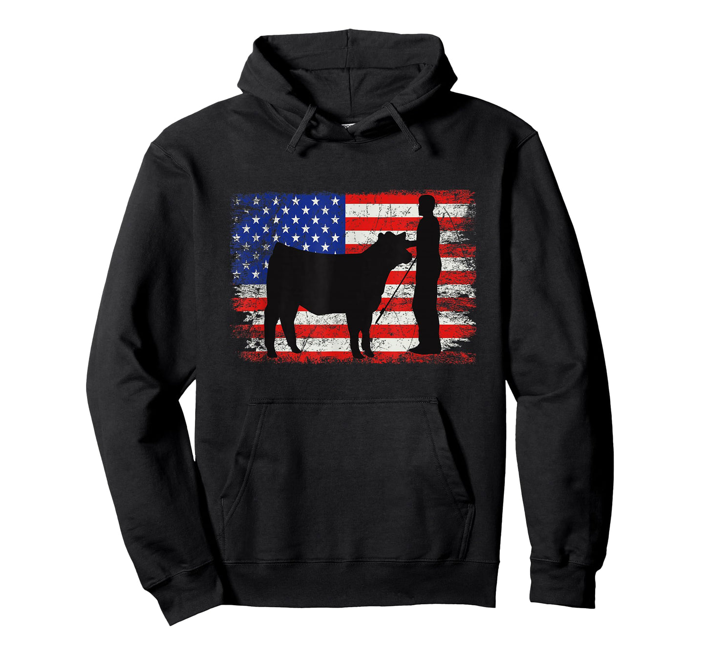 Cattle American Patriotic USA Flag - Fun Cattle Show T-Shirt
