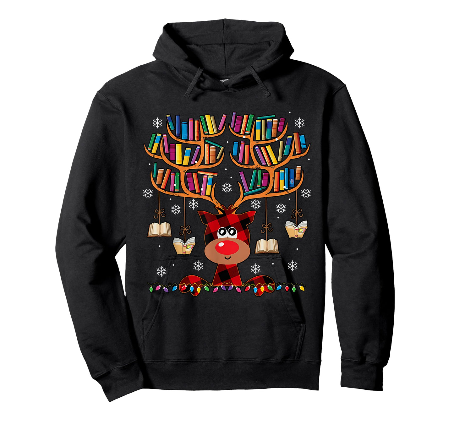 Christmas Librarian Reindeer Matching Family Book Lover Xmas T-Shirt