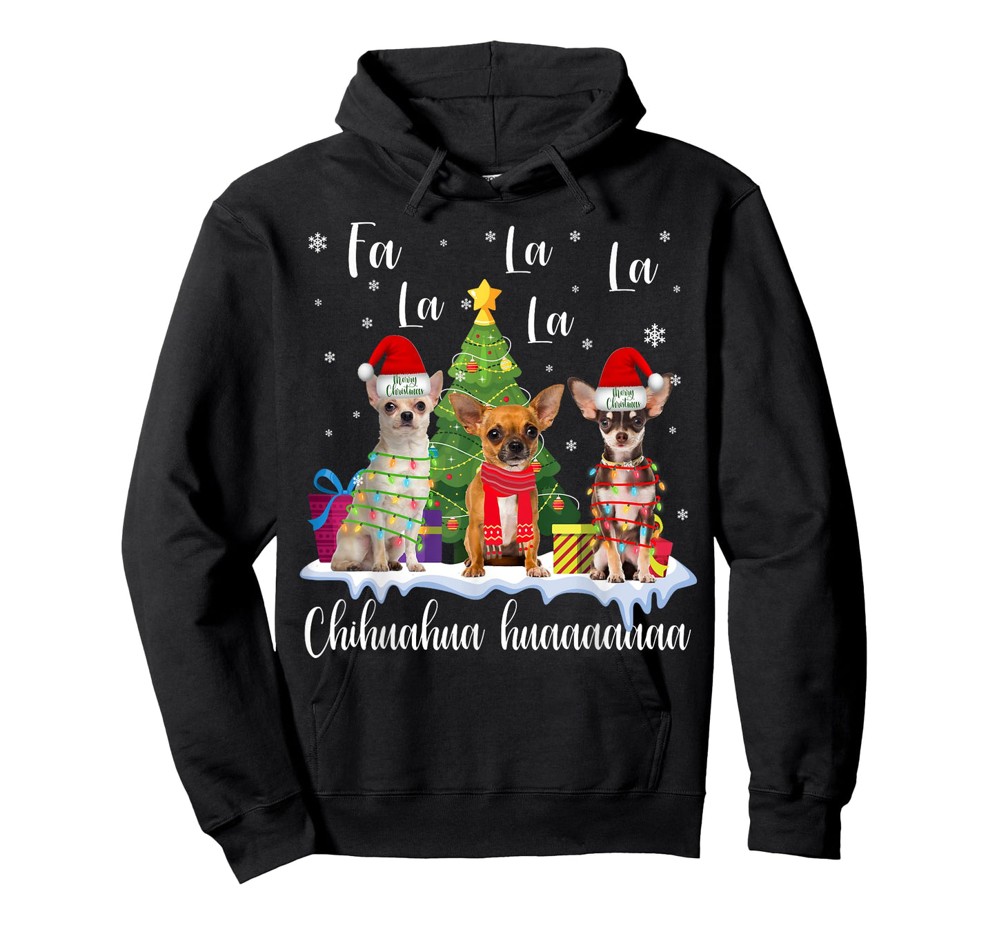 chihuahua dog xmas fa la la la funny ugly christmas sweater T-Shirt