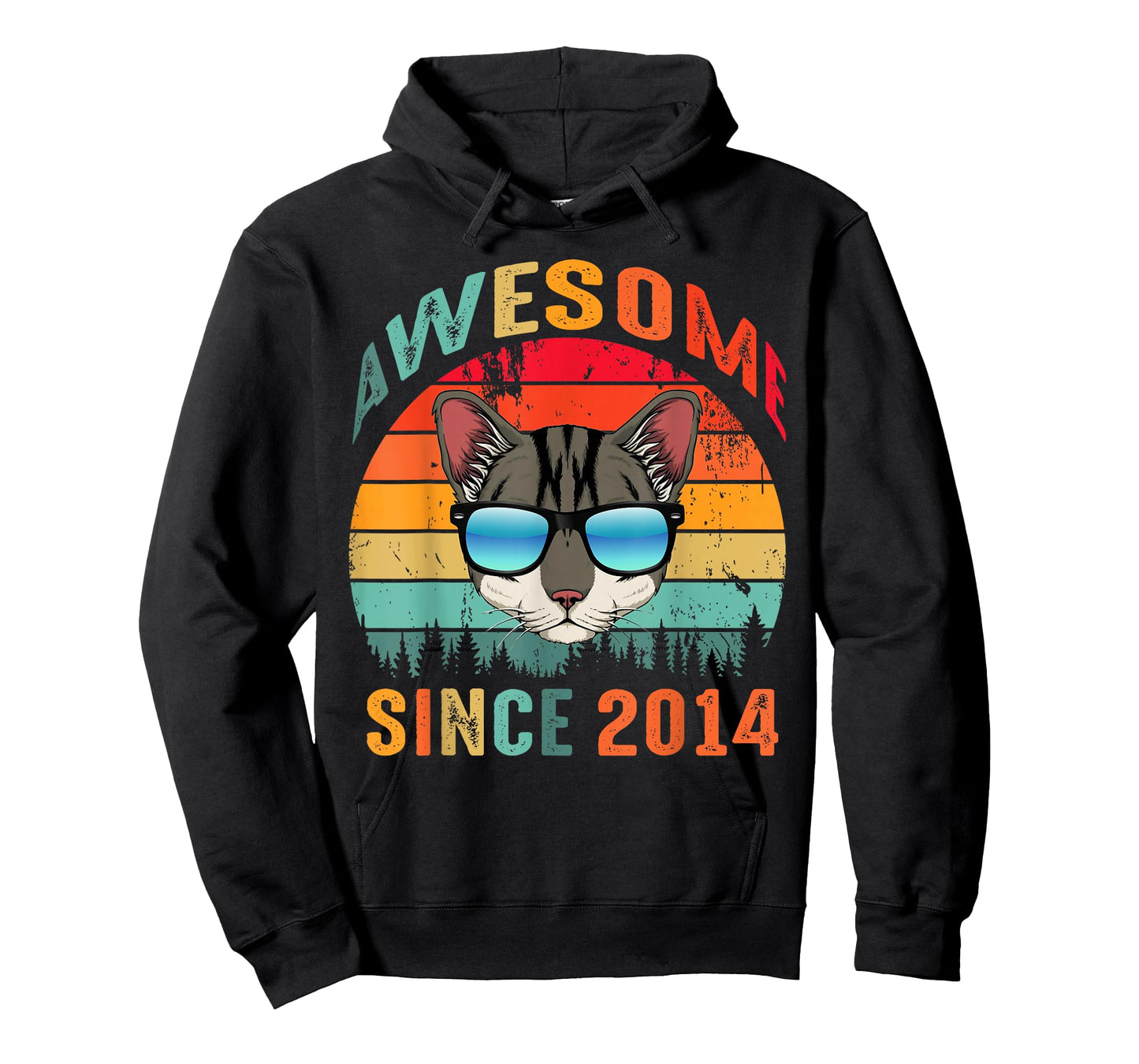 Awesome Since 2014 11th Birthday Tee 11 Yrs Old Cat Lovers T-Shirt