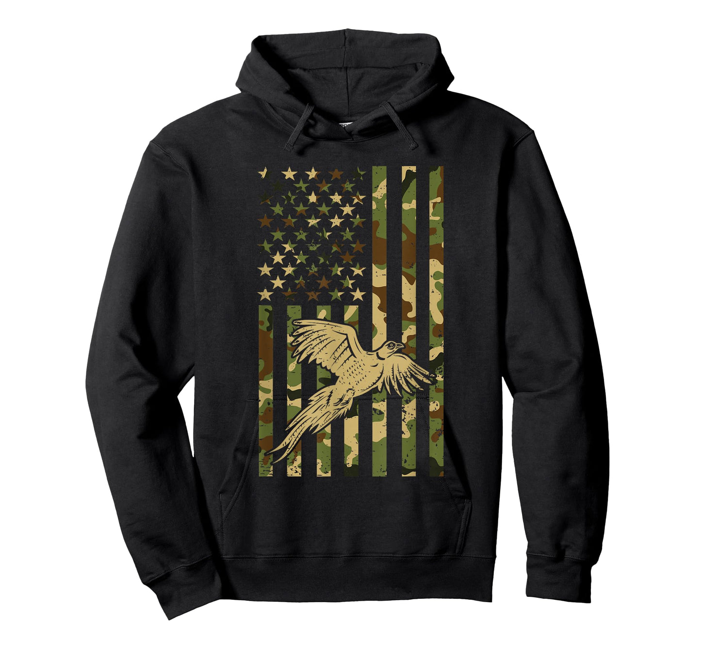 Pheasant Hunting Bird Hunter Hunting American Flag Camo T-Shirt