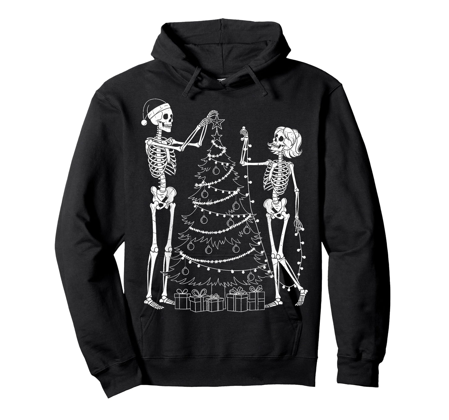Spooky Christmas Skeletons Decorating Tree Funny Holiday T-Shirt