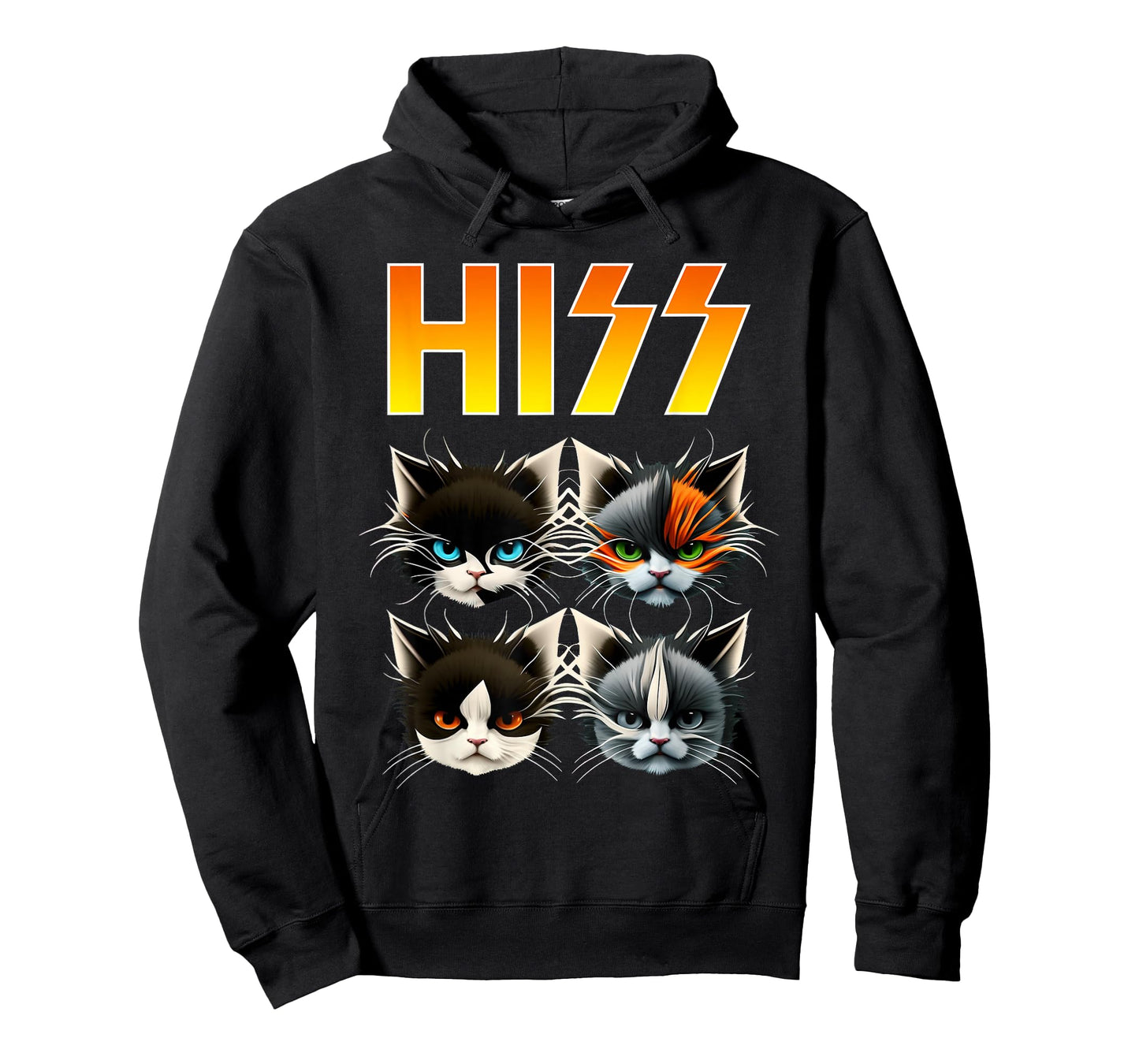 Hiss Funny Cats Rockin Outfit Apparel Design Rock Music Cat T-Shirt