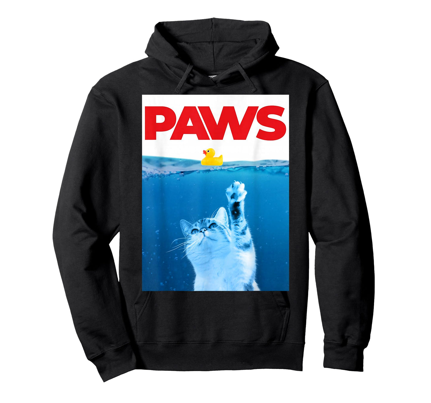 PAWS Cat Yellow Rubber Duck Paws Parody Funny Cat Lover T-Shirt
